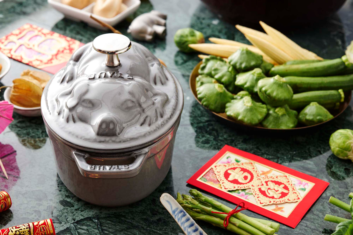 Staub Cast Iron 1-qt Pig Cocotte, Dutch Oven - Graphite Grey