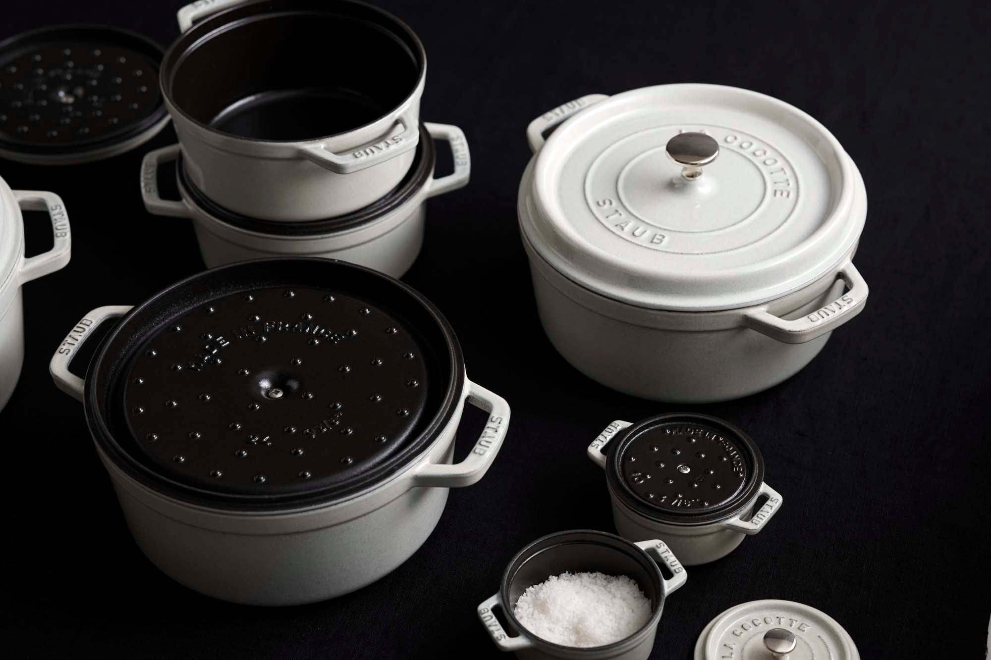 Staub Cast Iron 5.5-qt Round Cocotte, Dutch Oven - White Truffle