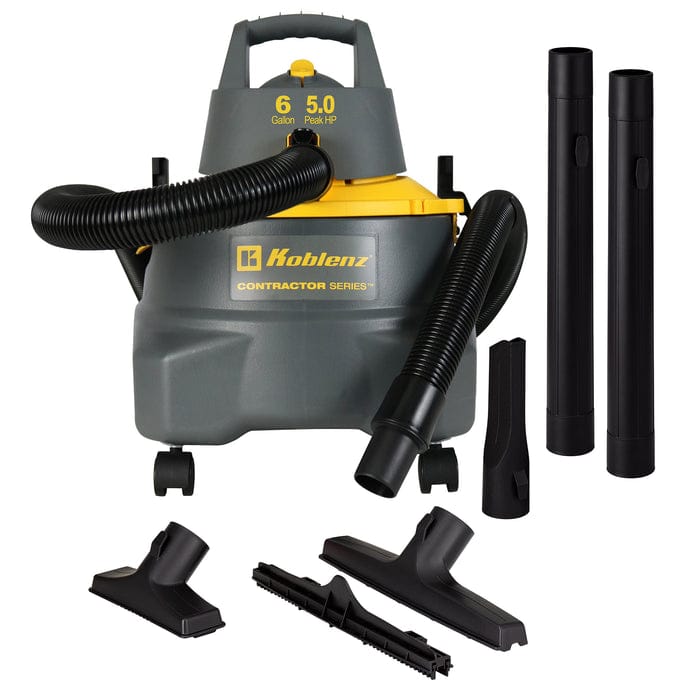 Koblenz WD 6 C212 6-Gallon 5.0 PHP Contractor Wet/Dry Vacuum Cleaner, Gray and Yellow