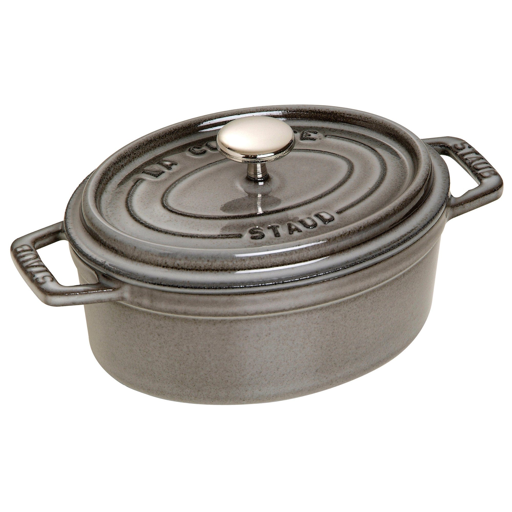 Staub Cast Iron 1-qt Oval Cocotte, Dutch Oven - Graphite Grey