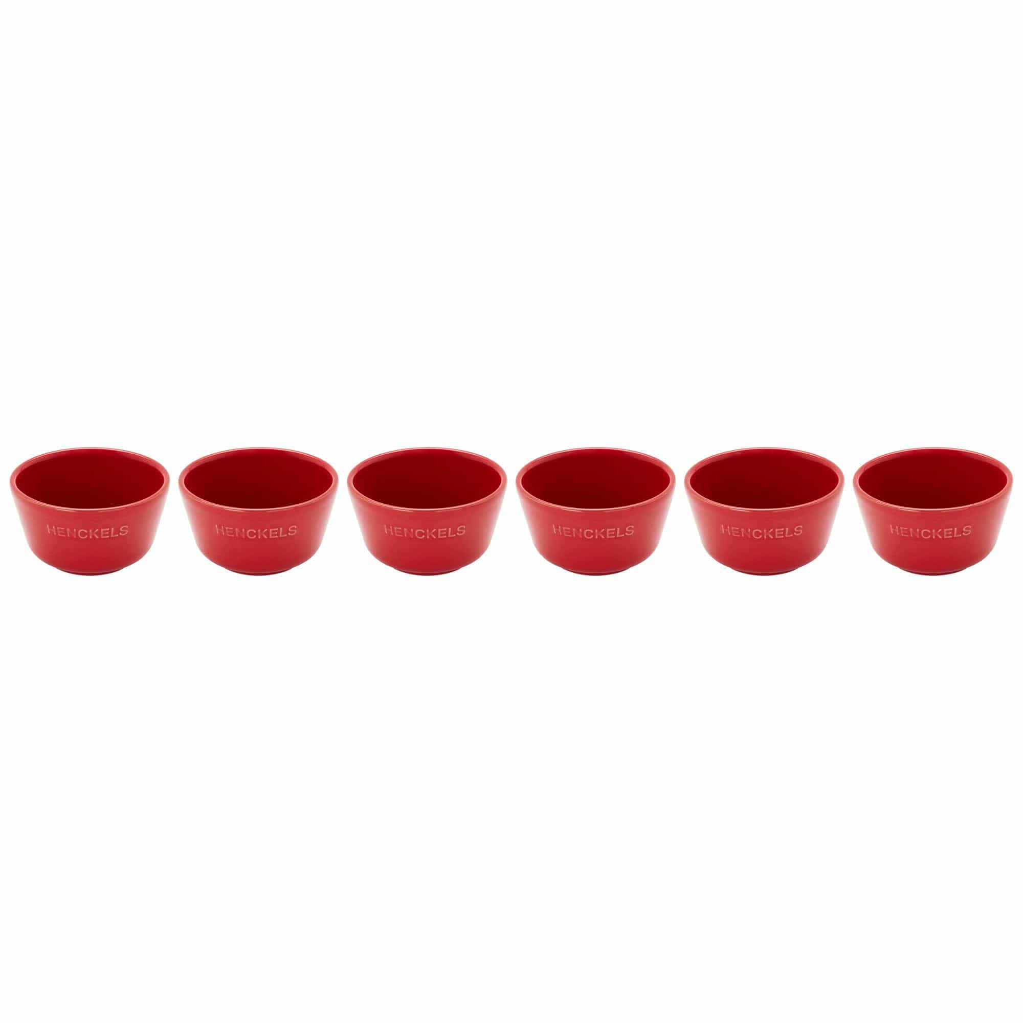 Henckels Ceramic 6-pc Round Ramekin Set - Cherry Red
