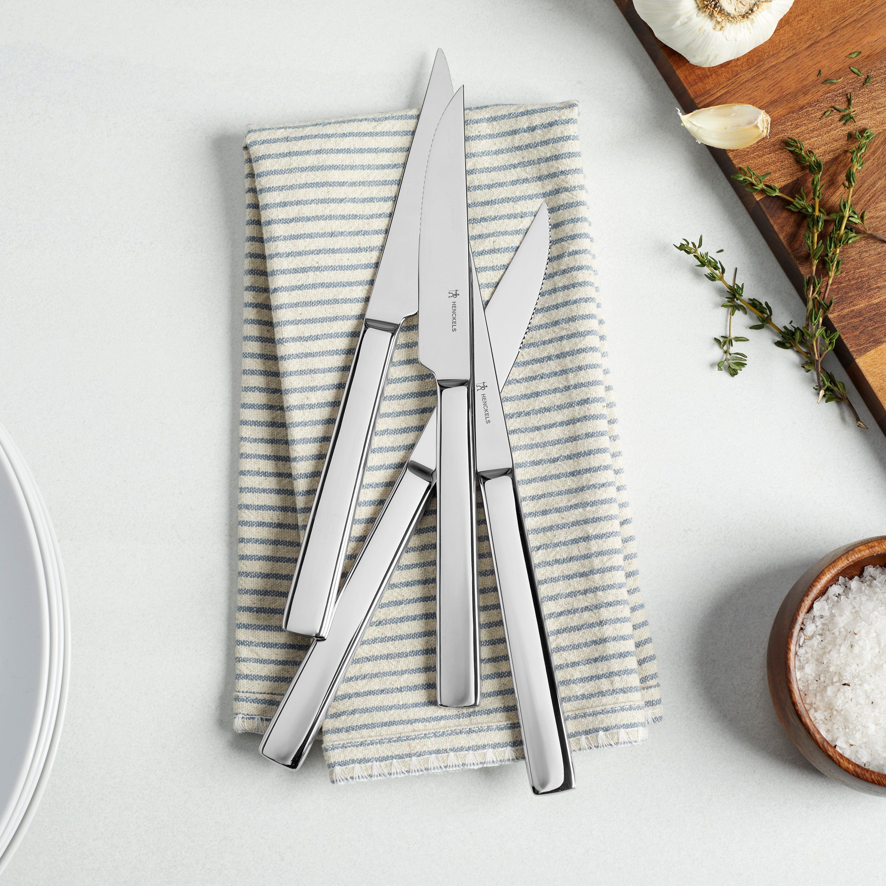Henckels 4-pc Polished Stainless Steel Serrated Steak Knife Set