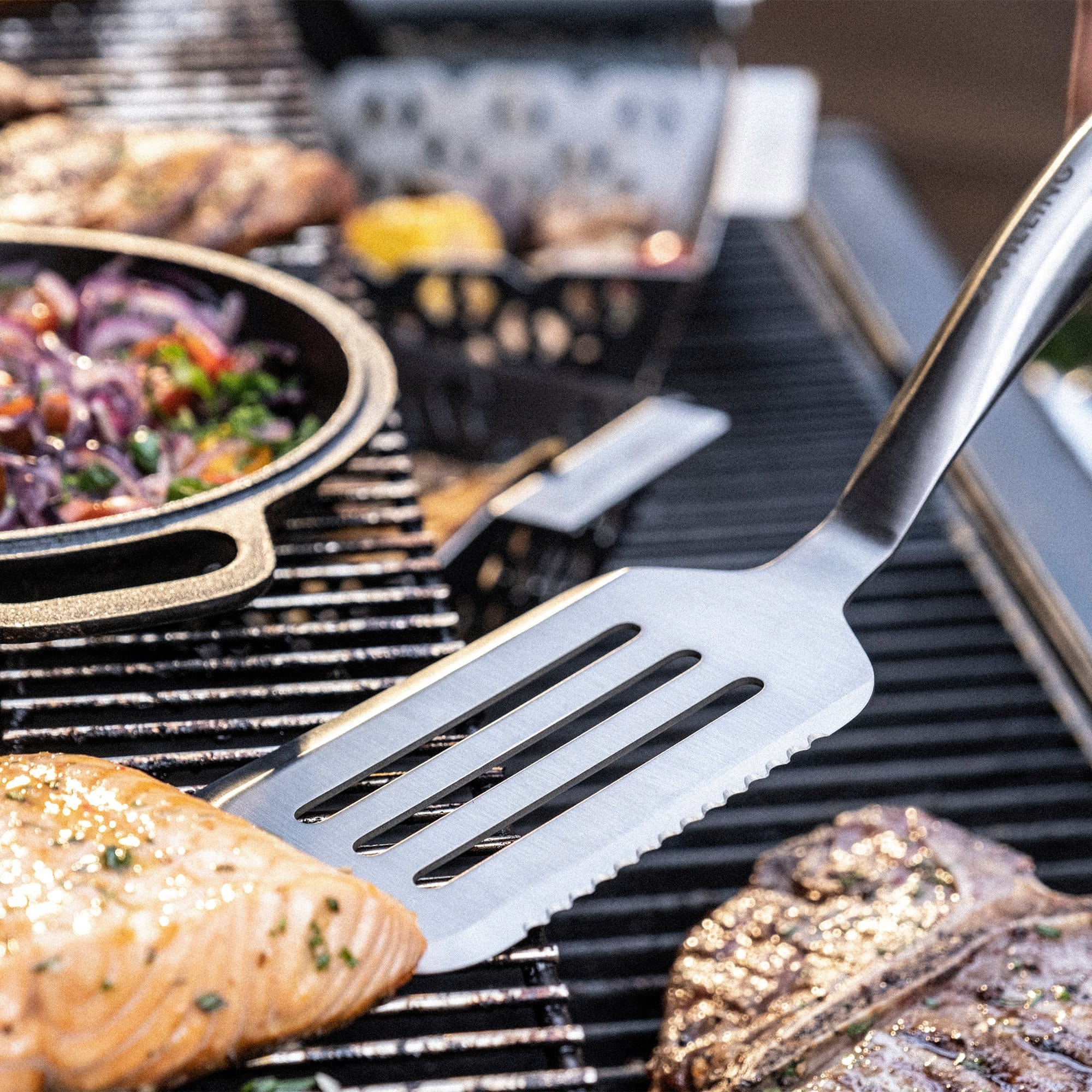 Zwilling BBQ+ 17-inch Triple-Rivet Stainless Steel Grill Spatula with Serrated Edge