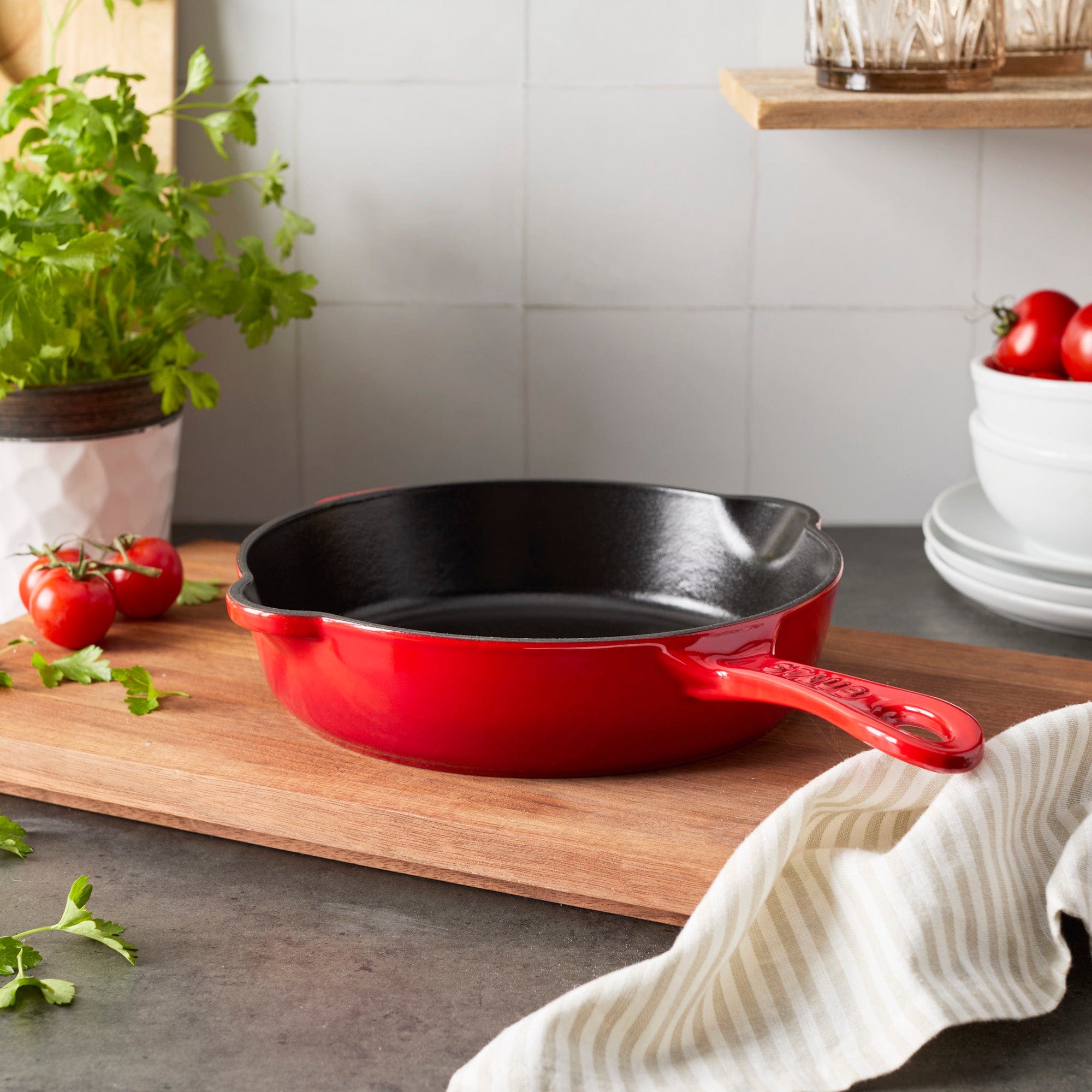 Staub Cast Iron 8.5-inch Traditional Deep Skillet - Cherry