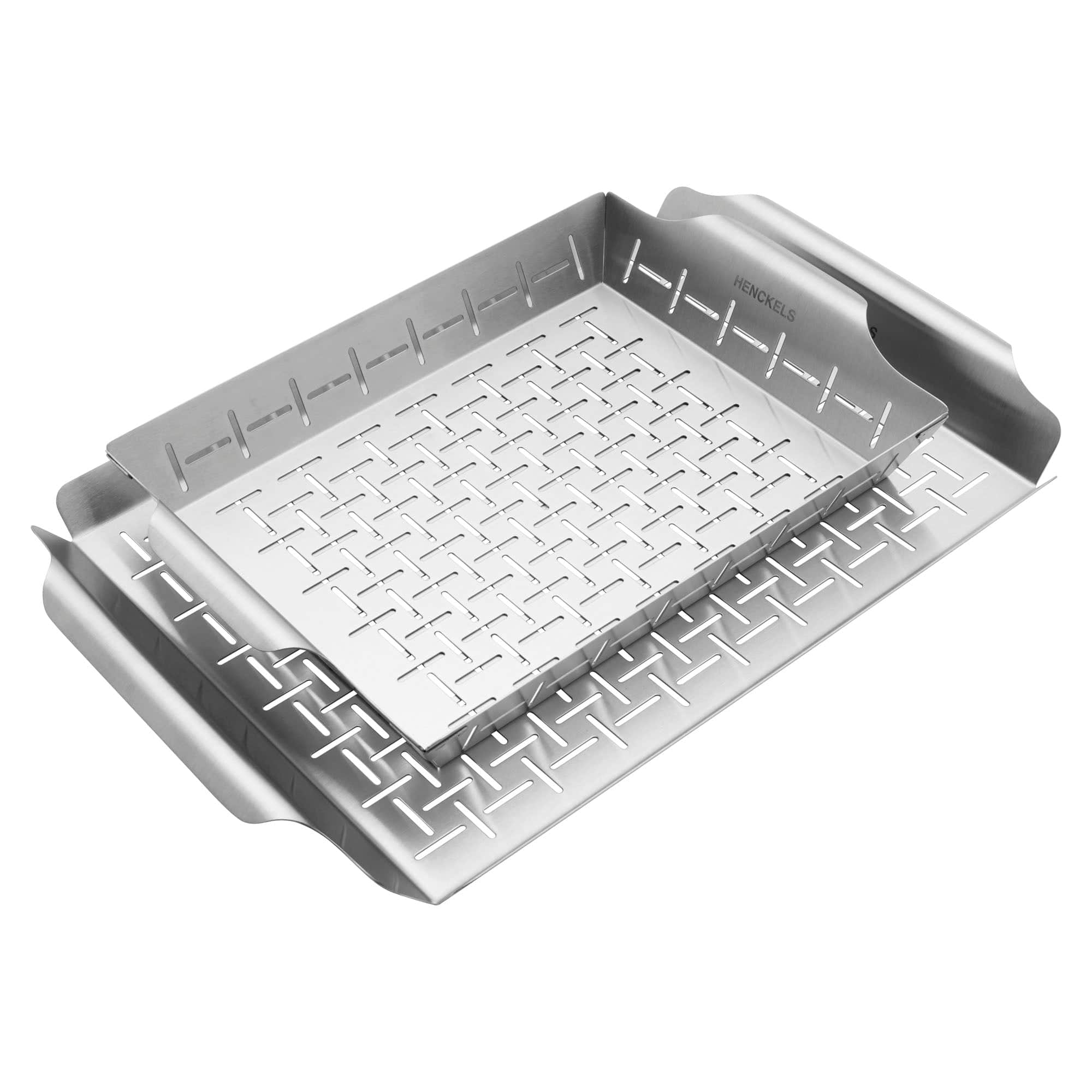 Henckels BBQ 2-pc Stainless Steel Grill Topper + Basket Set