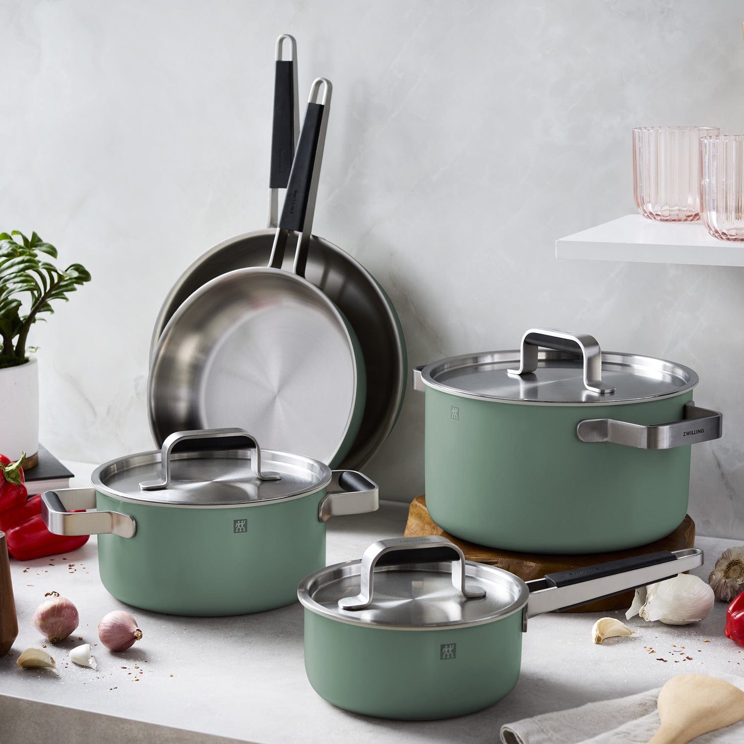 Zwilling Pure 8-pc Stainless Steel Cookware Set, Green