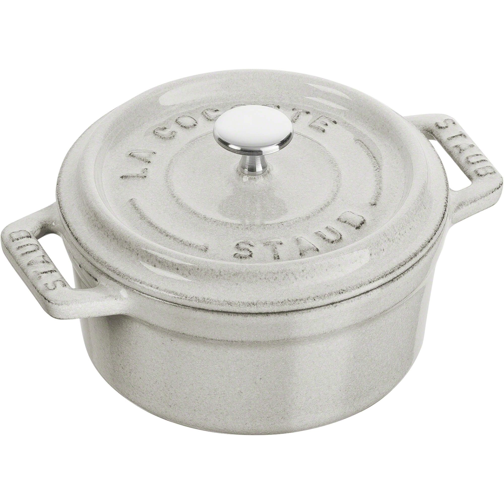 Staub Cast Iron 0.25-qt Mini Round Cocotte - White Truffle