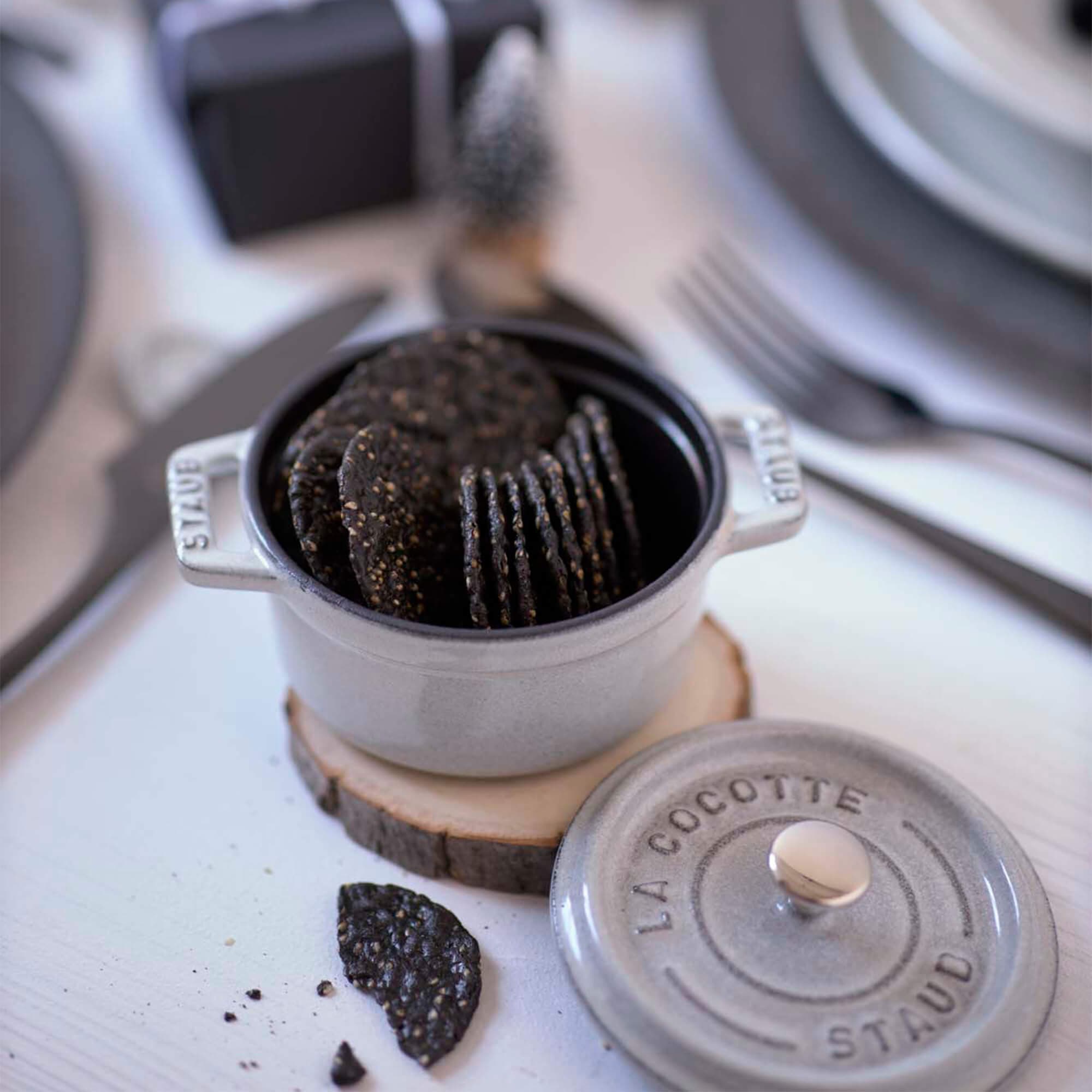 Staub Cast Iron 0.25-qt Mini Round Cocotte - White Truffle