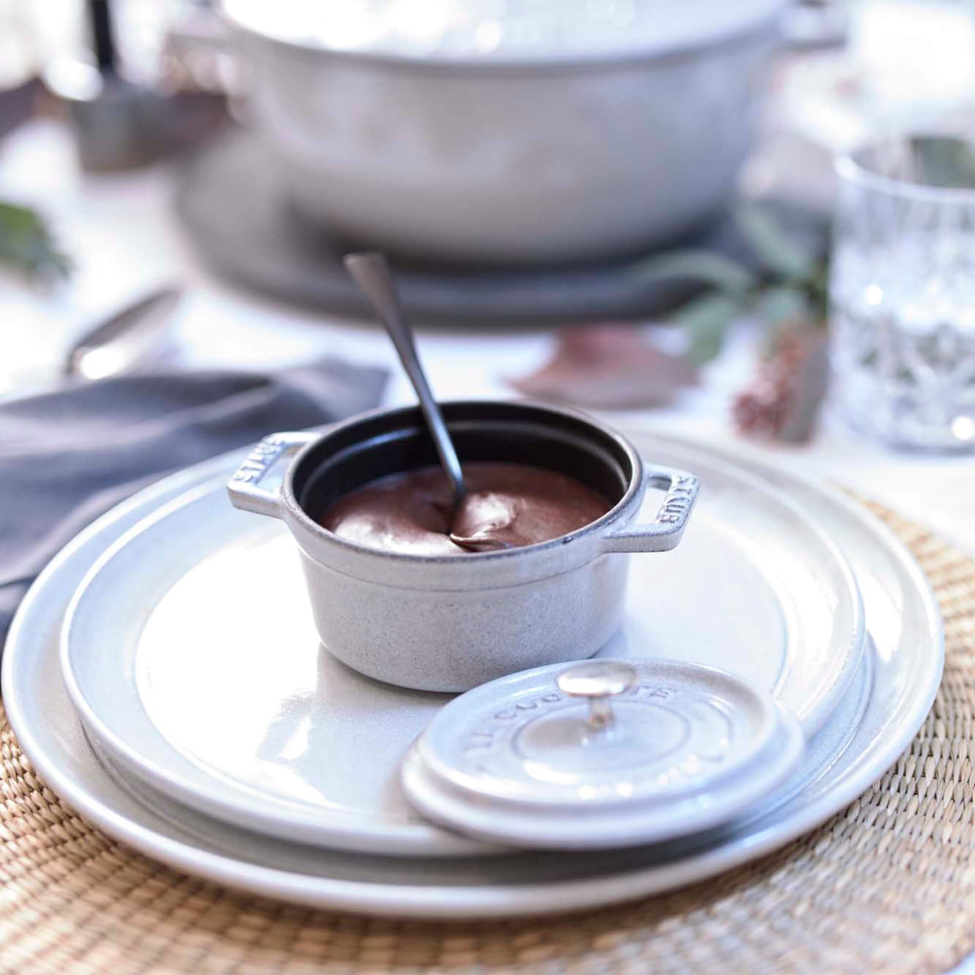 Staub Cast Iron 0.25-qt Mini Round Cocotte - White Truffle