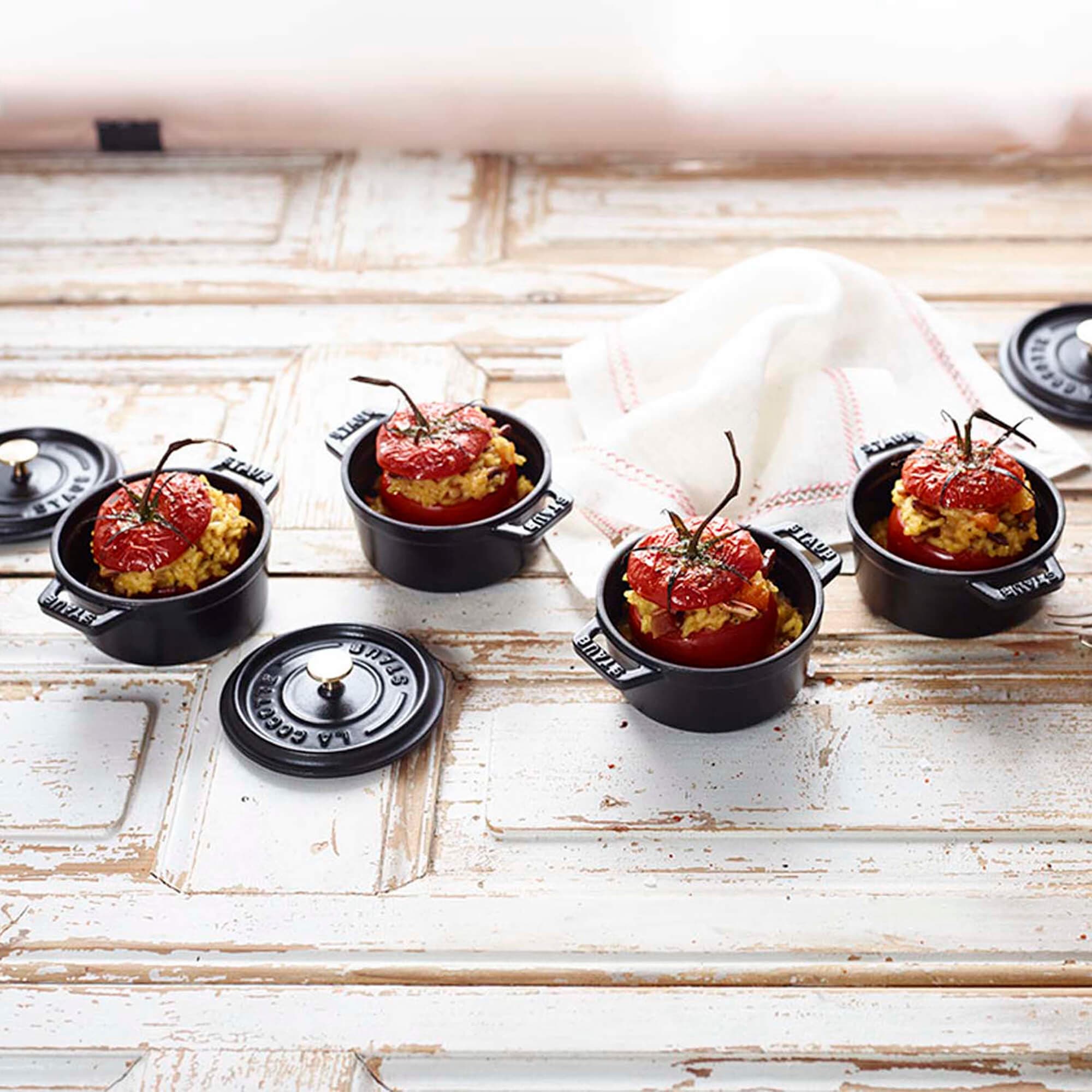 Staub Cast Iron 0.25-qt Mini Round Cocotte - Matte Black