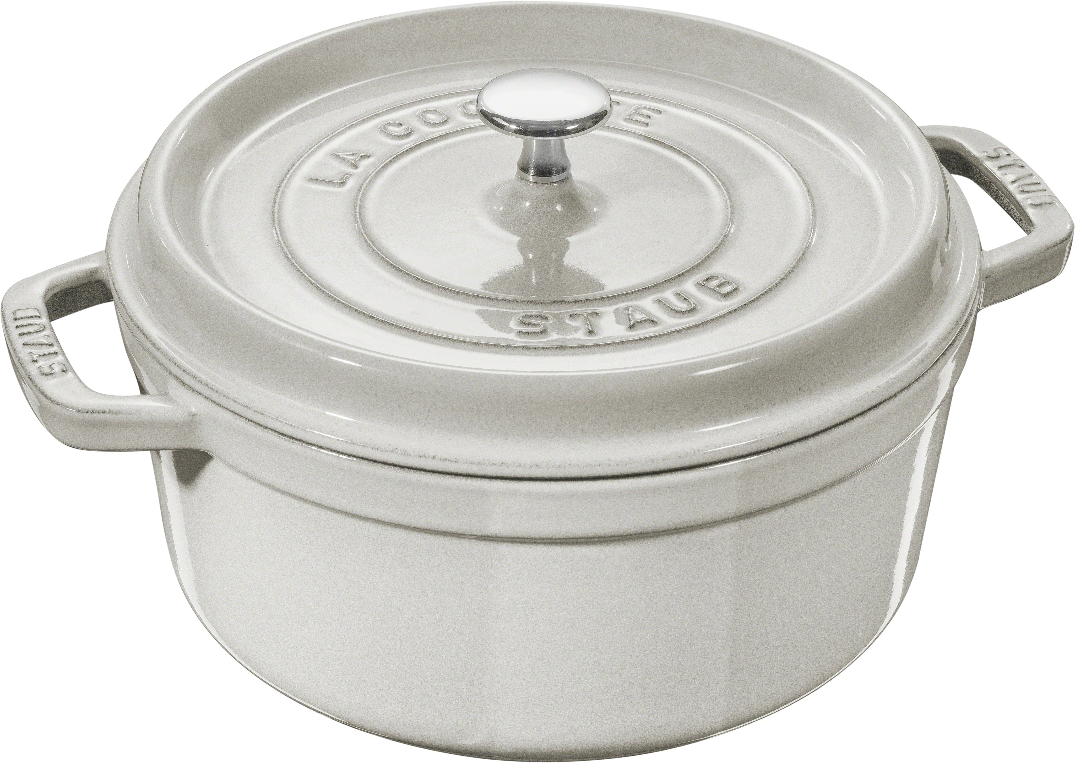 Staub Cast Iron 4-qt Round Cocotte, Dutch Oven - White Truffle