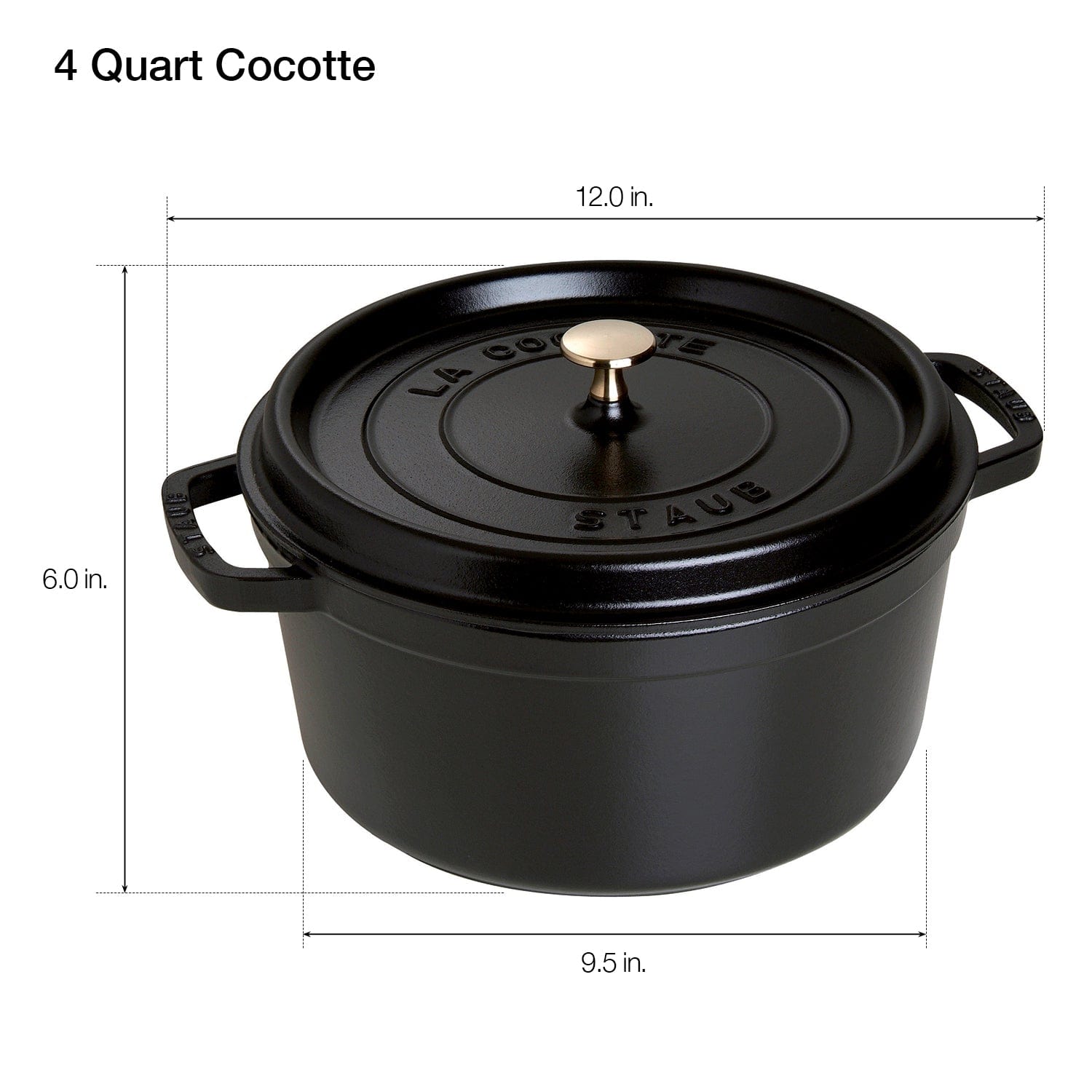 Staub Cast Iron 4-qt Round Cocotte, Dutch Oven - Matte Black