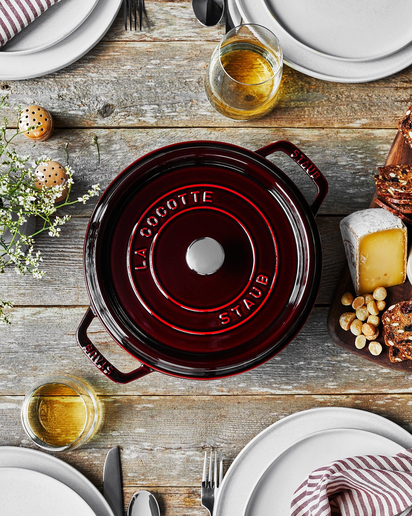 Staub Cast Iron 4-qt Round Cocotte, Dutch Oven - Grenadine