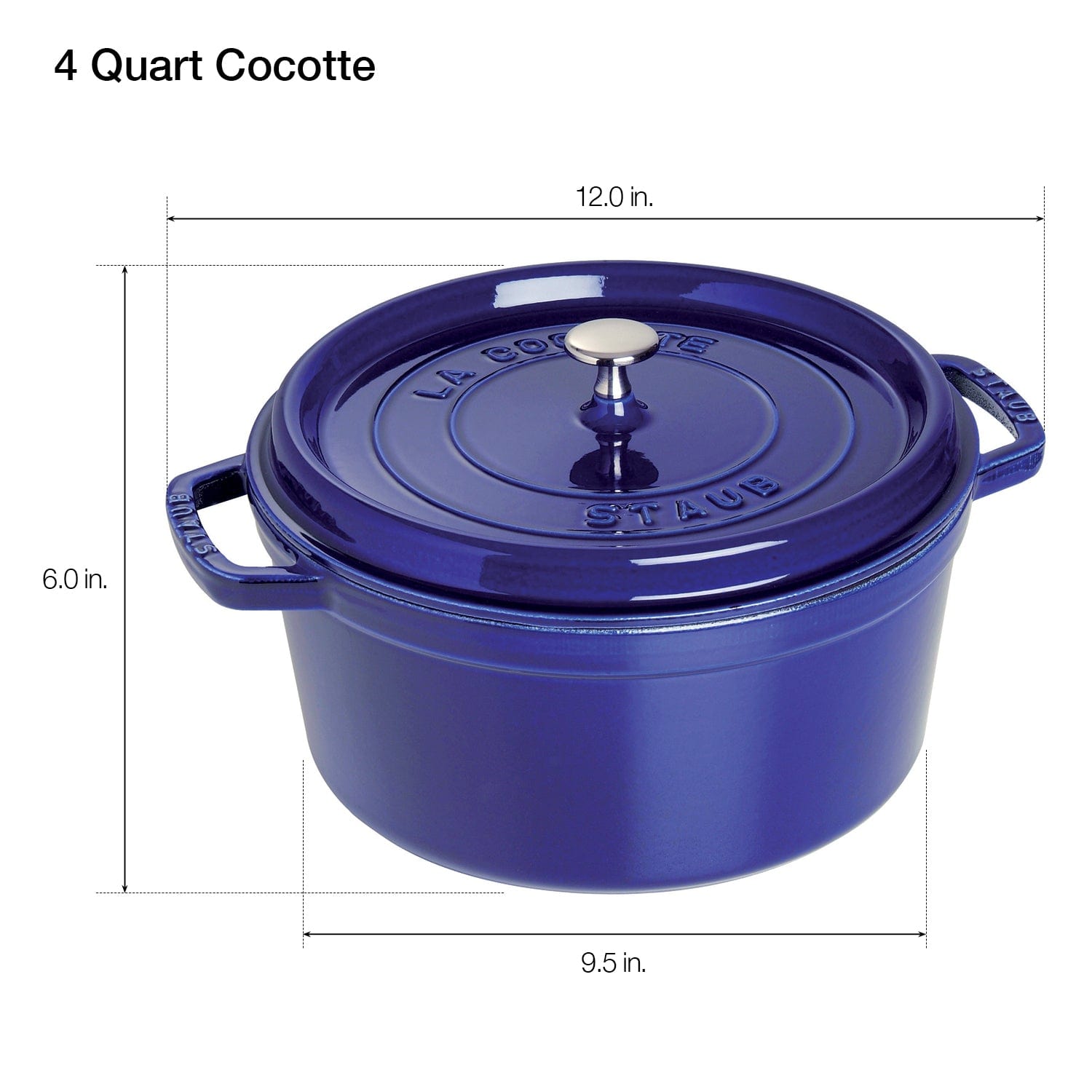 Staub Cast Iron 4-qt Round Cocotte, Dutch Oven - Blue