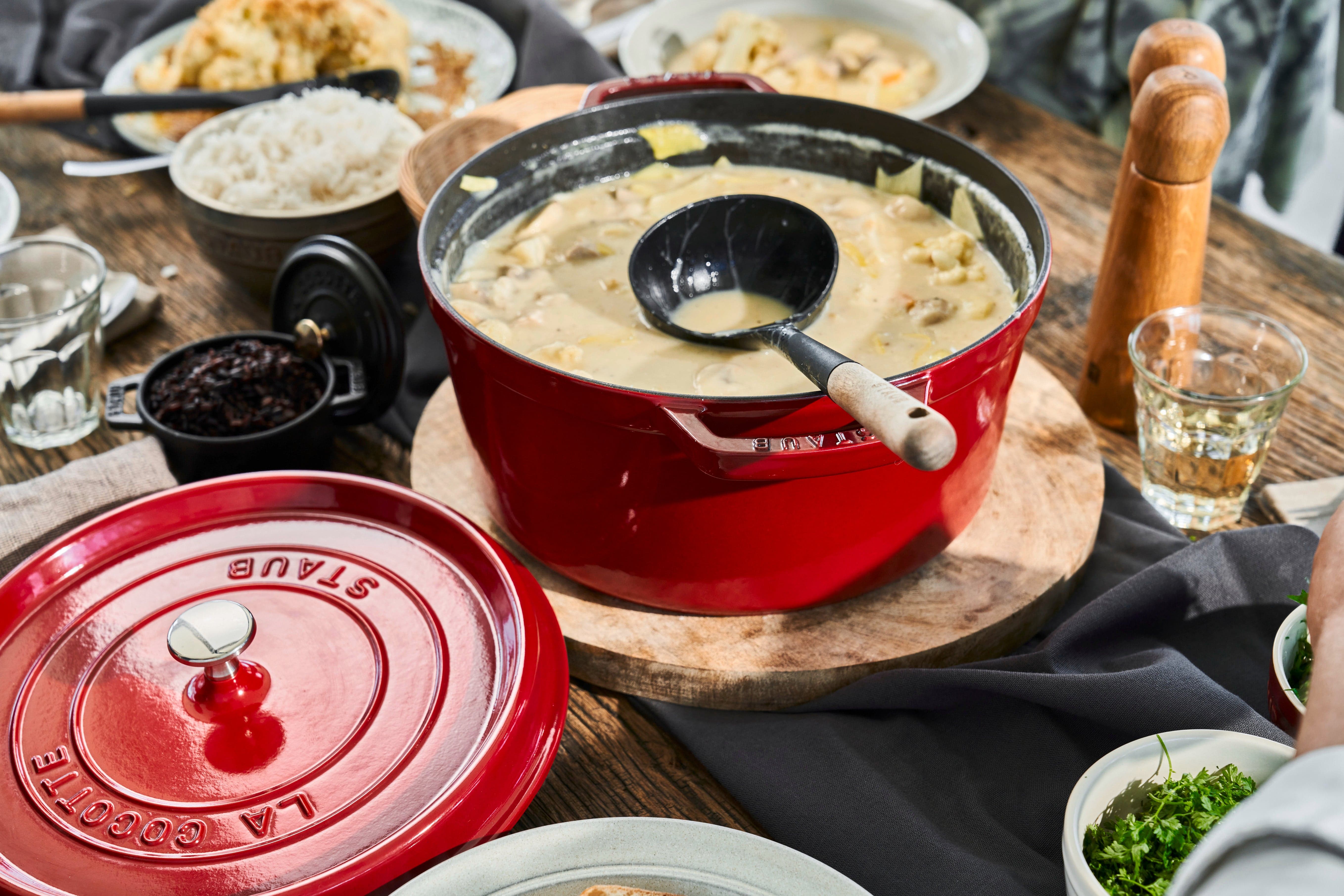 Staub Cast Iron 7-qt Round Cocotte, Dutch Oven - Cherry