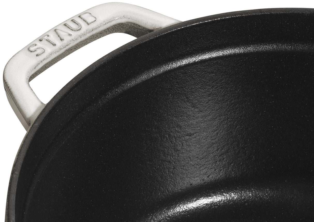Staub Cast Iron 7-qt Round Cocotte, Dutch Oven - White Truffle