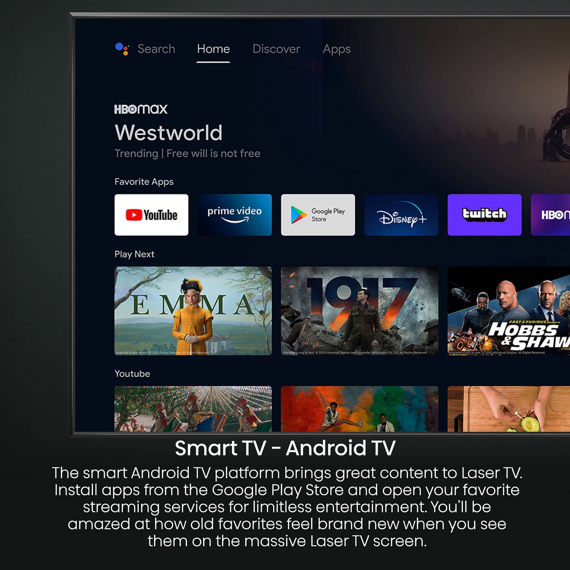 Hisense L5G 2700-Lumen XPR UHD 120" 4K Smart Ultra-Short-Throw Laser DLP Projector - Certified Refurbished