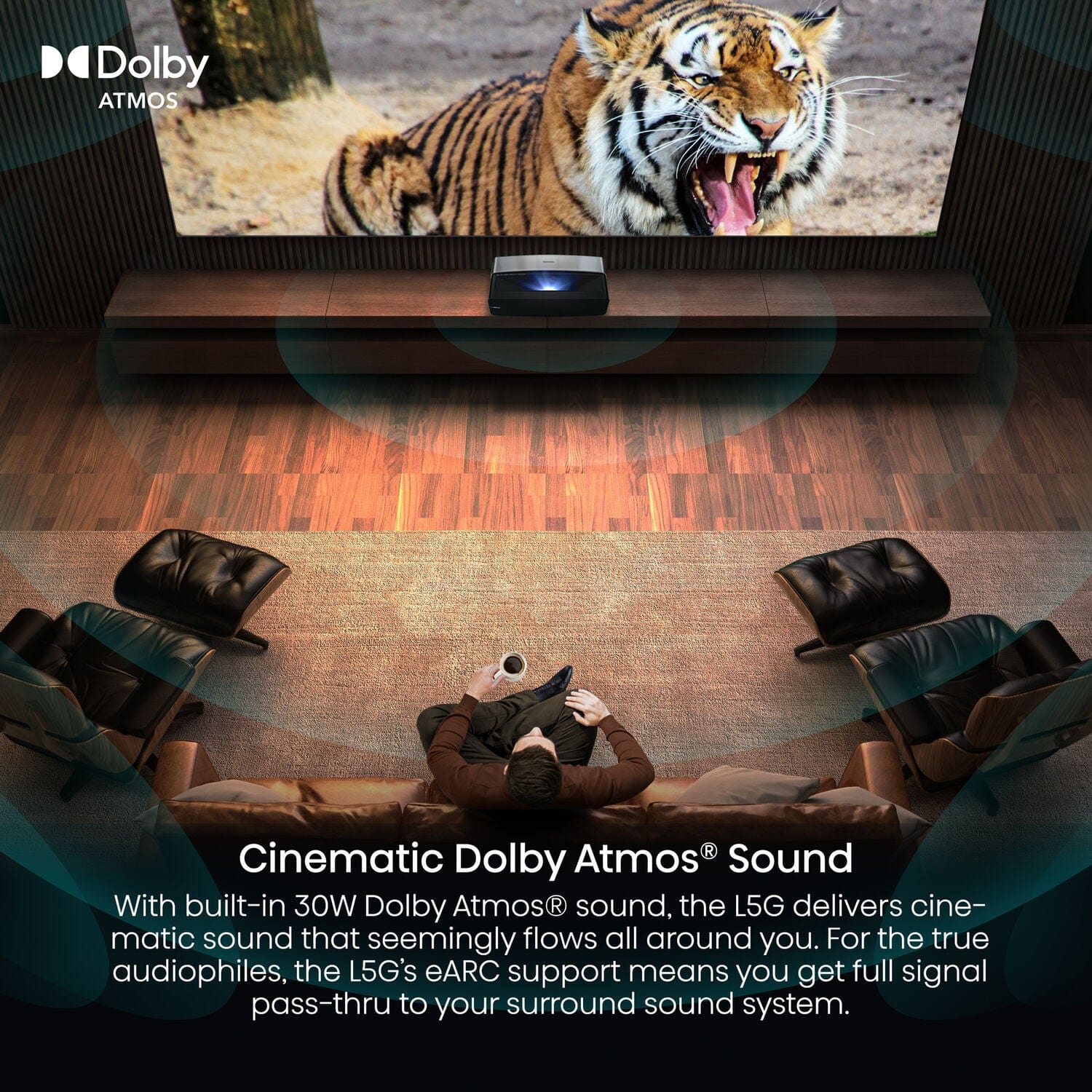 Hisense L5G 2700-Lumen XPR UHD 120" 4K Smart Ultra-Short-Throw Laser DLP Projector - Certified Refurbished