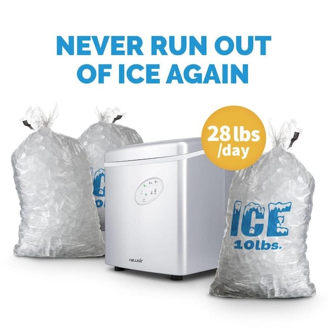 Newair Countertop Ice Maker, 28 lbs of Ice a Day, Silver - Certified Refurbished