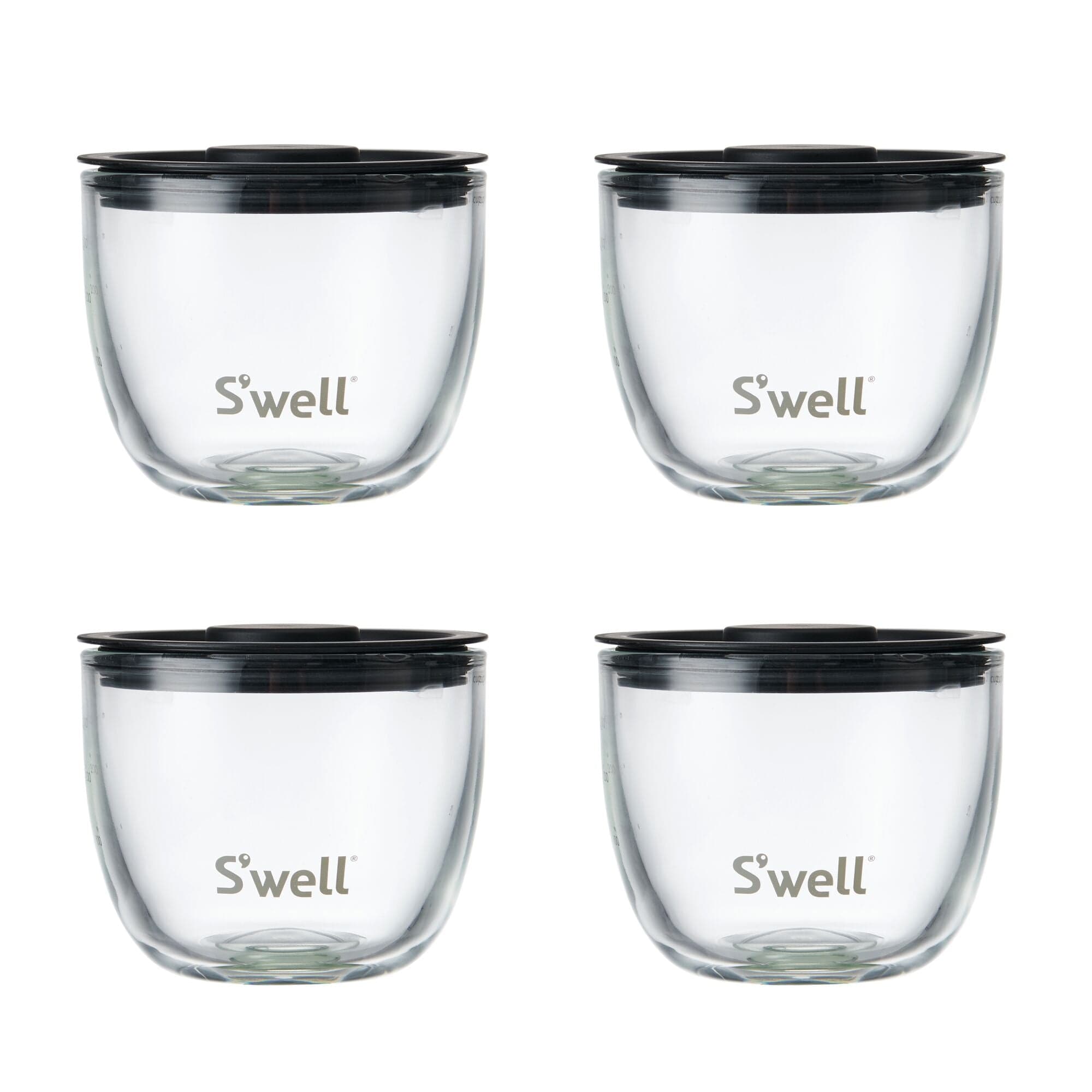 S'well Glass Meal Prep Bowls, Set of 4, 12 oz Leakproof Lids, Microwave and Dishwasher Safe, BPA-Free