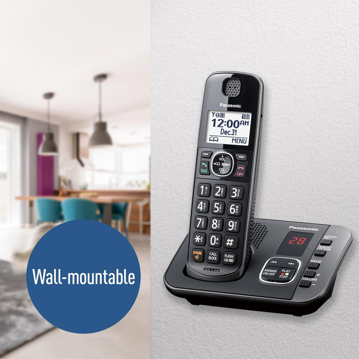 Panasonic 3-Handset Expandable Cordless Phone System with Answering System - Certified Refurbished