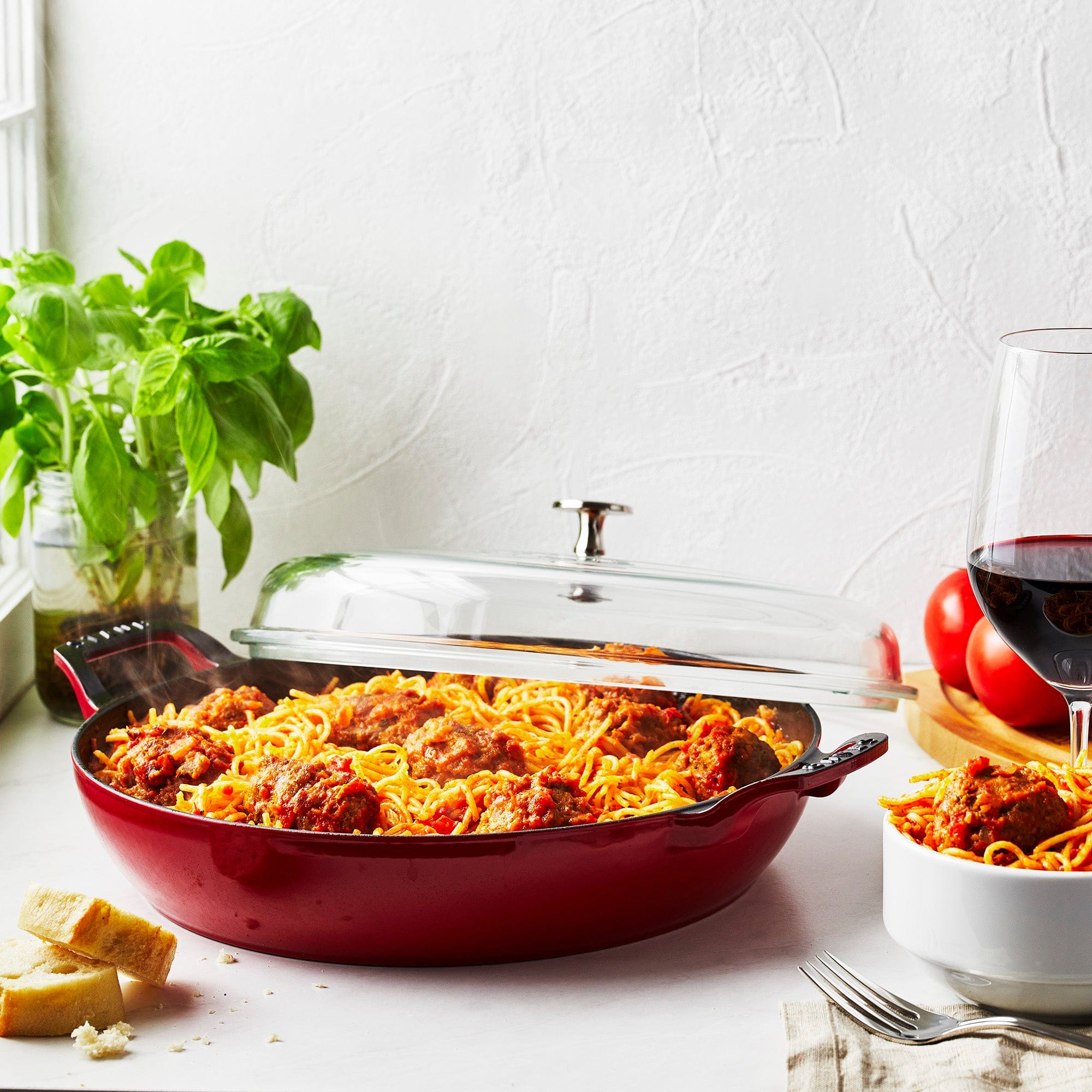 Staub Cast Iron 3.5-qt Braiser with Glass Lid - Cherry