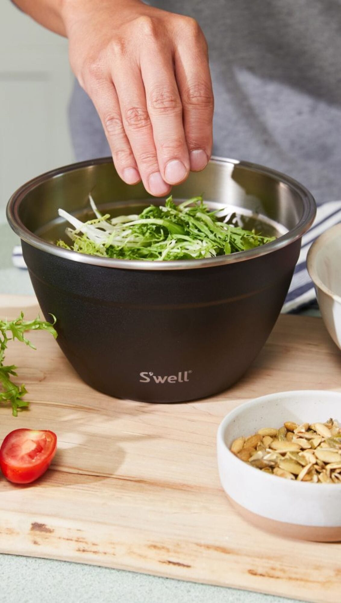 S'well Stainless Steel Salad Bowl Kit, with Mini Canister, Removable Tray, Leakproof, Easy to Clean, Dishwasher Safe