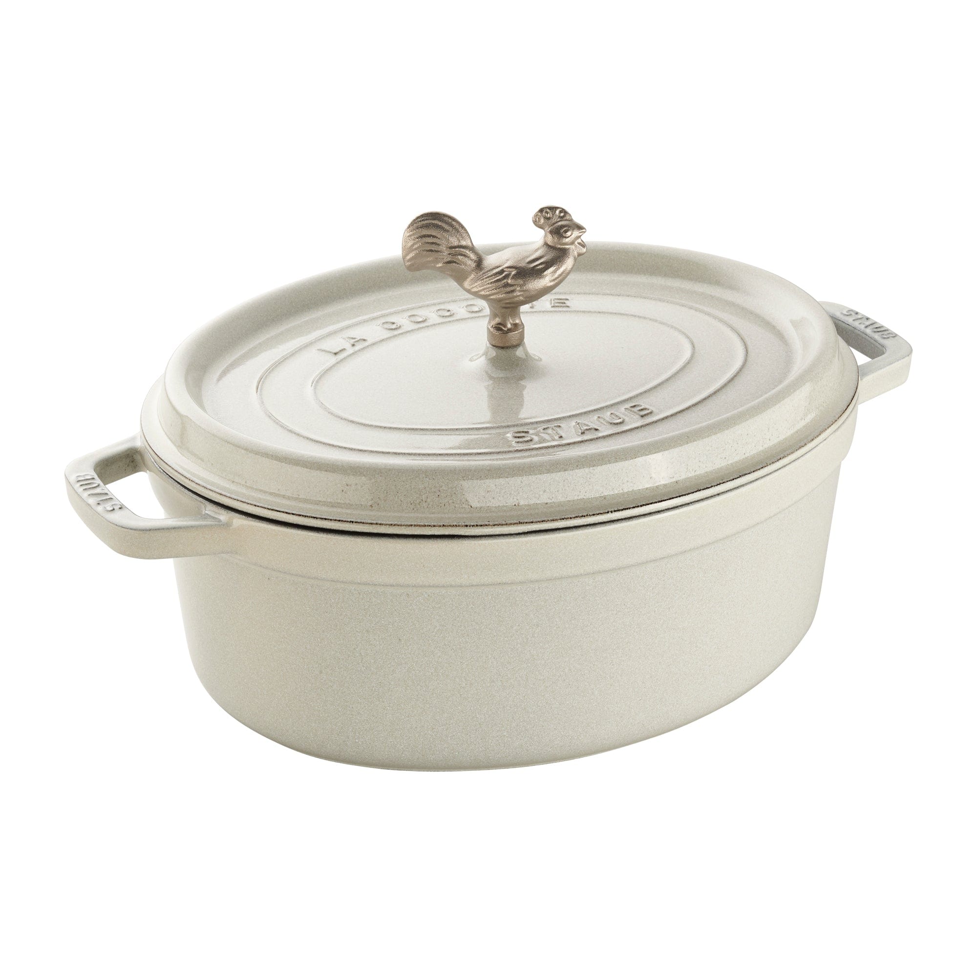 Staub Cast Iron 5.75-qt Coq au Vin Oval Cocotte, Dutch Oven - White Truffle