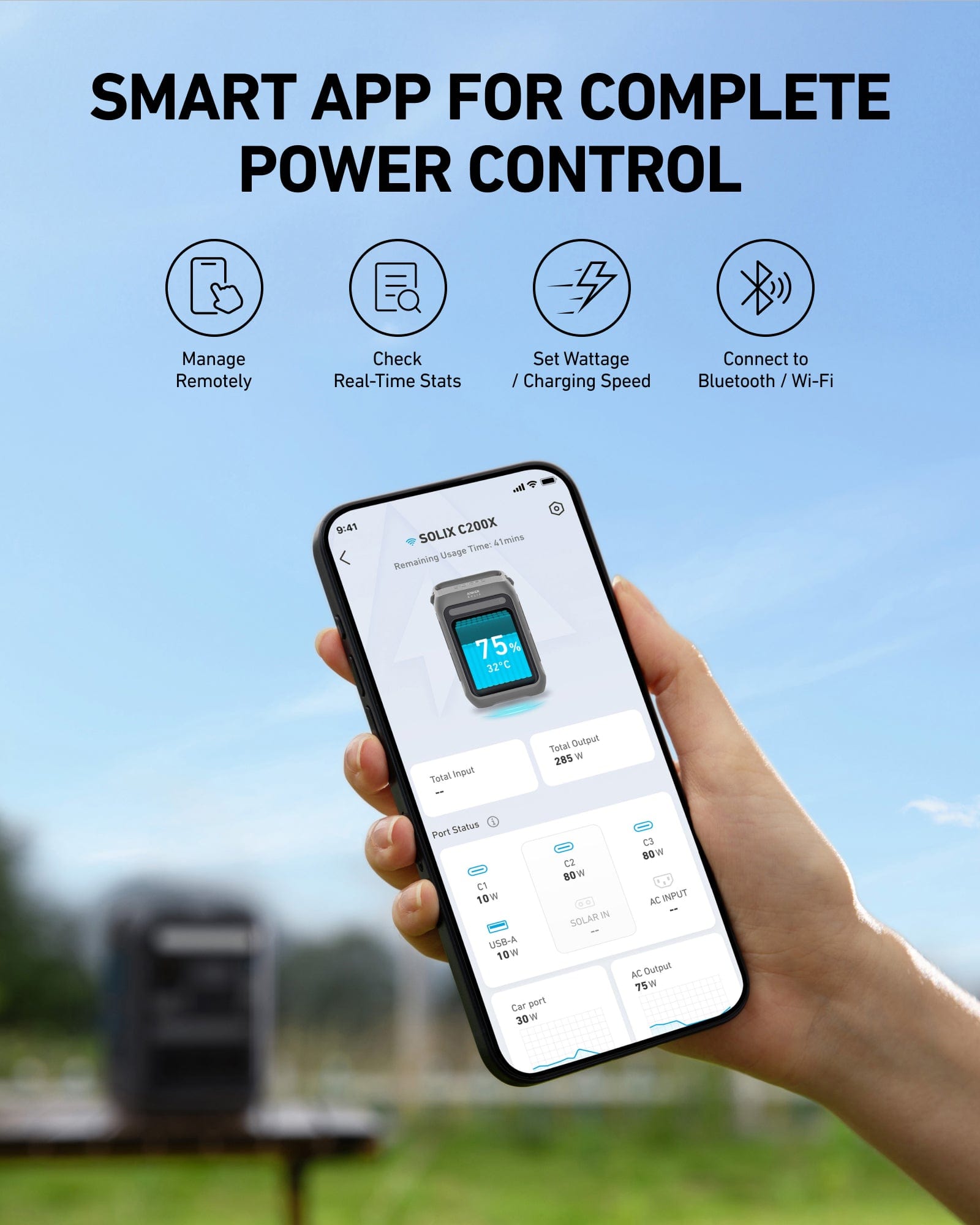 Anker SOLIX C200X Power Station, 230Wh LFP Battery, 300W Output, 8 Ports, 140W USB-C Fast Charging, Smart App Control for Outdoor & Emergency Backup