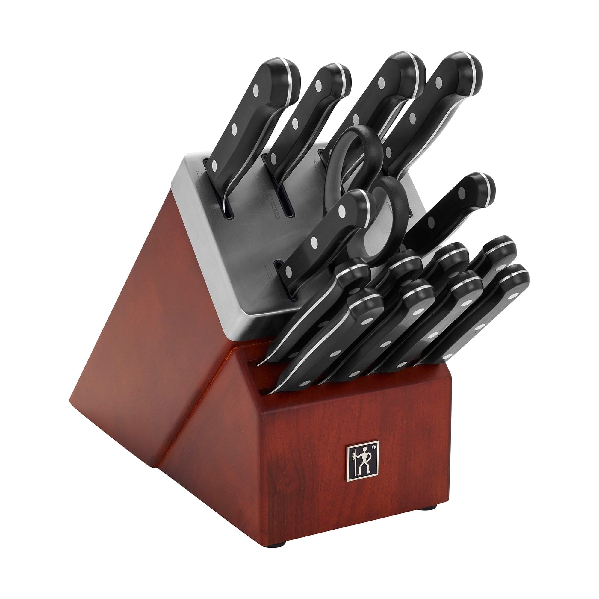 Henckels Razor-Sharp Solution 16-pc Self-Sharpening Knife Block Set, Walnut, German Engineered
