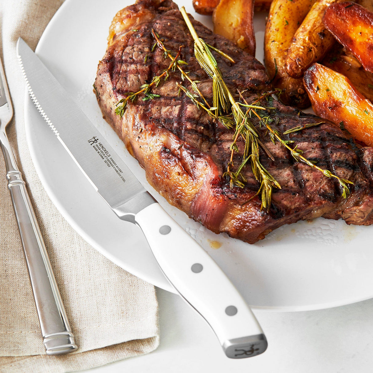 Henckels Forged Accent Set of 4 Steak Knife Set, White, German Engineered