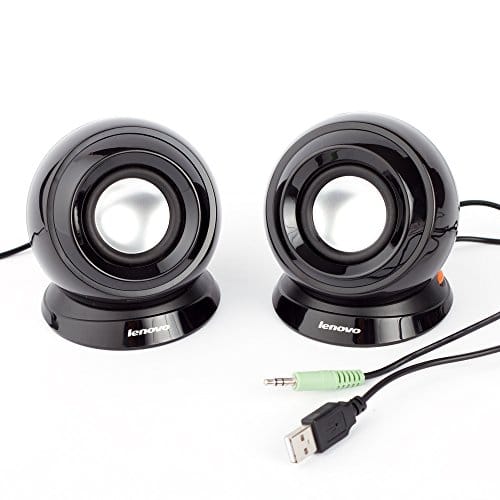 Lenovo M0520 2.0 USB-Powered Compact Speaker System, 2W RMS, 90Hz–20kHz, Black - Certified Refurbished