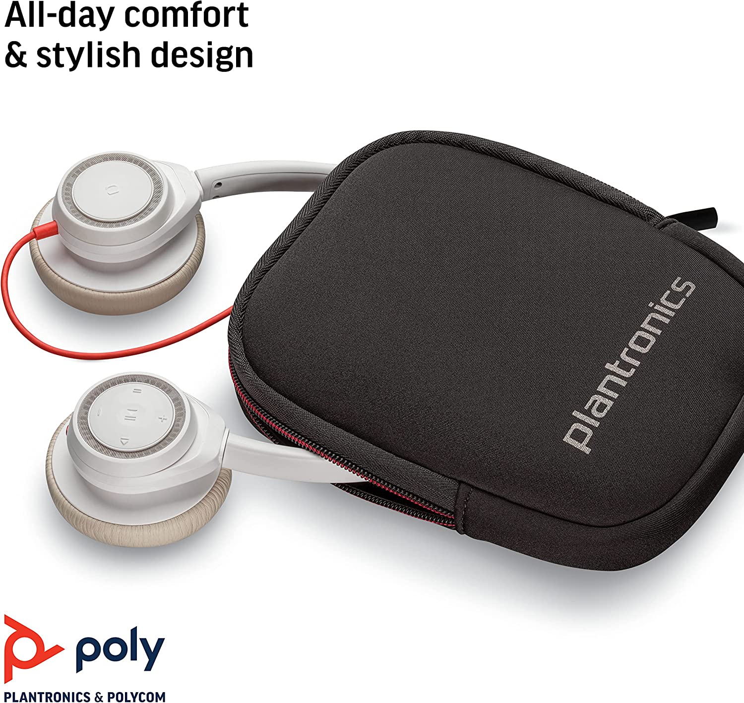 Poly Plantronics 211154-01 Blackwire 7225 Boomless Headset, USB-A, White