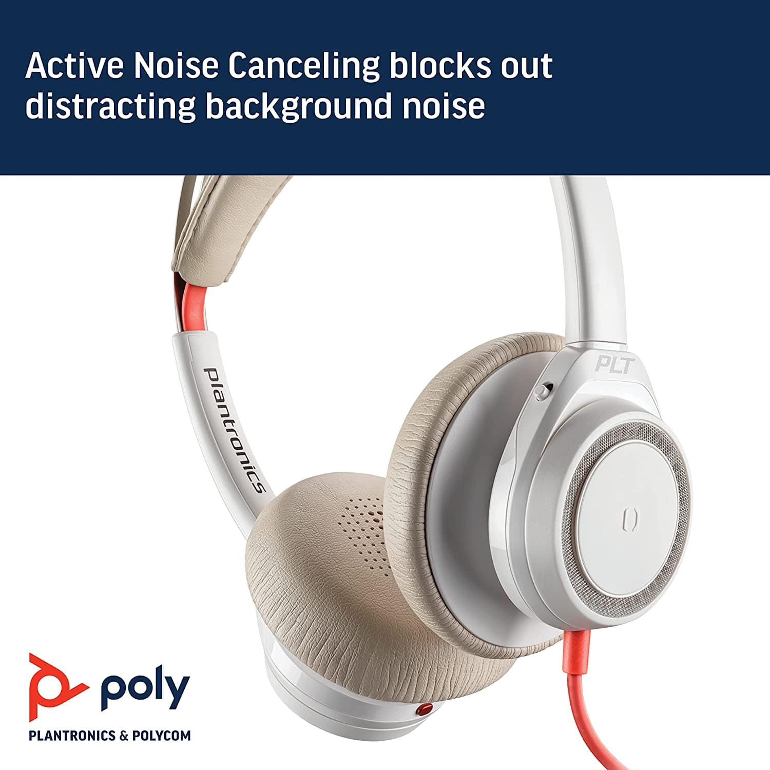 Poly Plantronics Blackwire 7225 Boomless Headset, USB-C, White