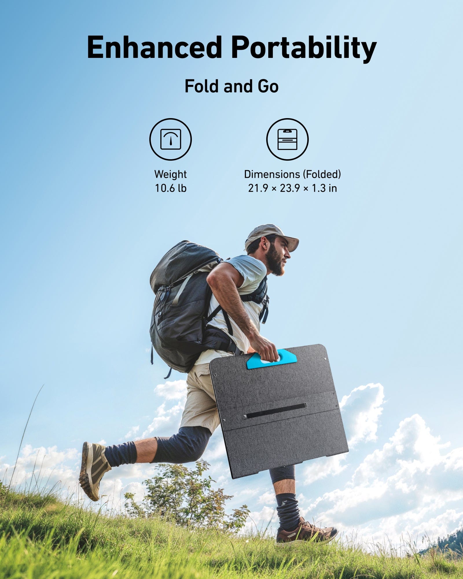 Anker SOLIX PS100 Portable Solar Panel, 100W High-Efficiency, IP67 Water-Resistant, Foldable Design for Solar Generator, Outdoor & Emergency Backup