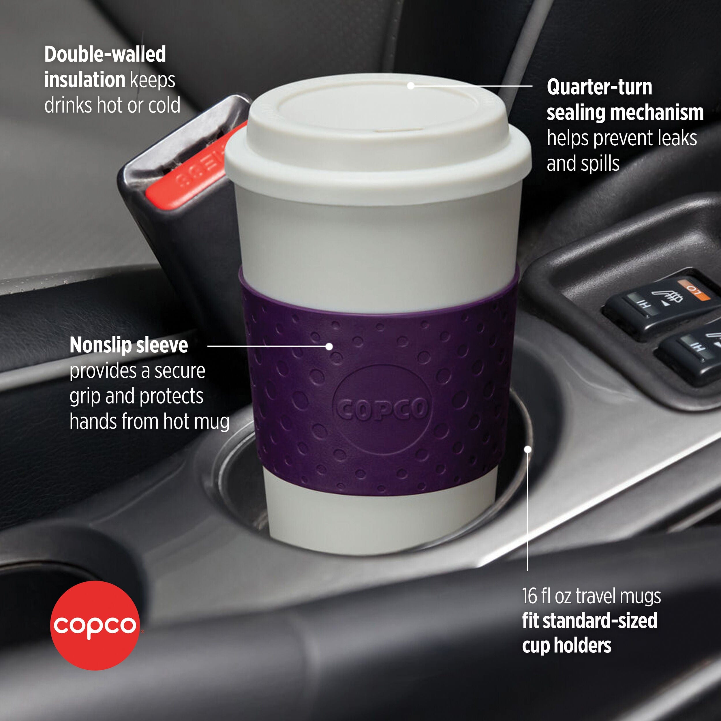 Copco Acadia Travel Mug, 16 Ounce, Plum