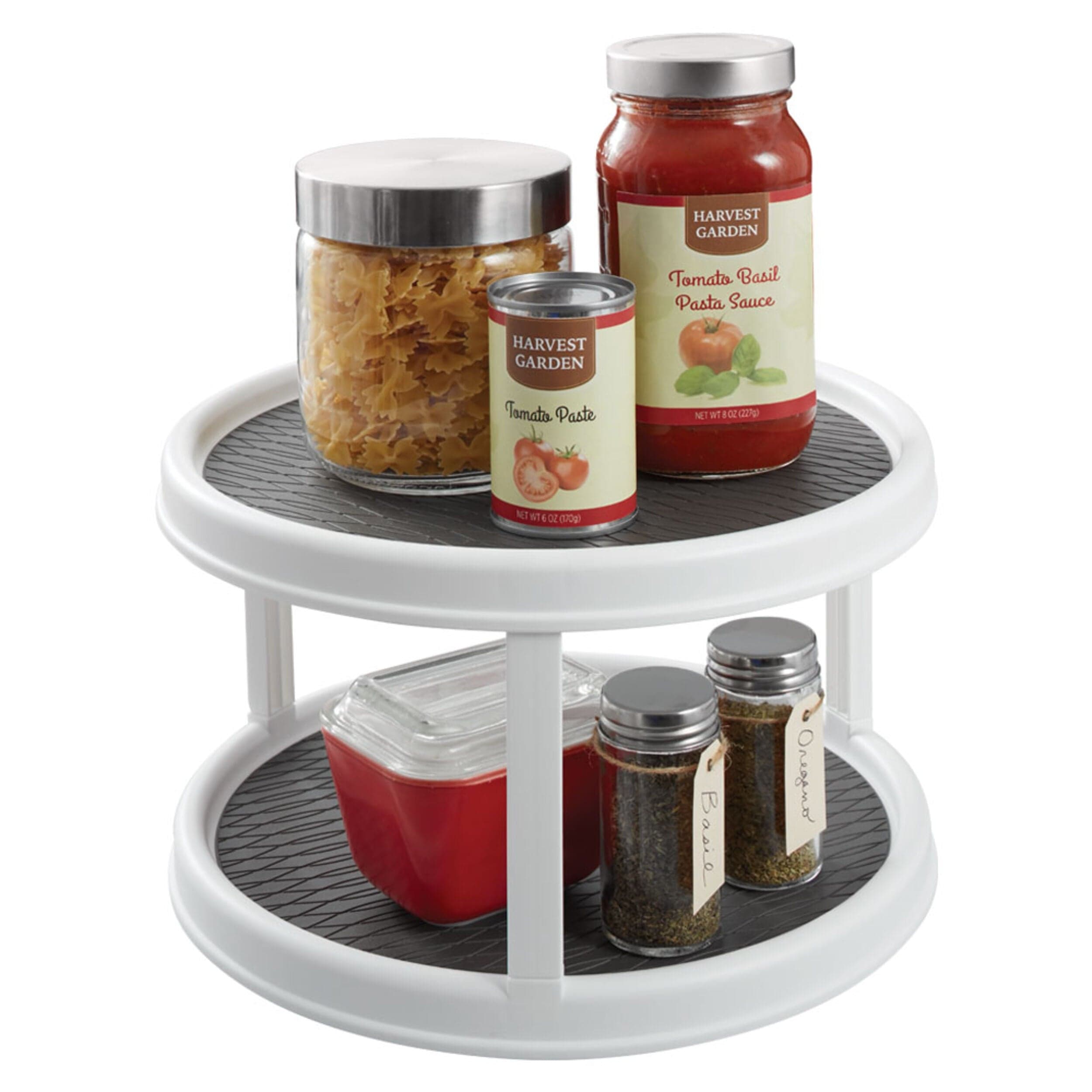 Copco Non-Skid Turntable, 2-Tier, 12-Inch, Durable & Easy Clean, White/Gray