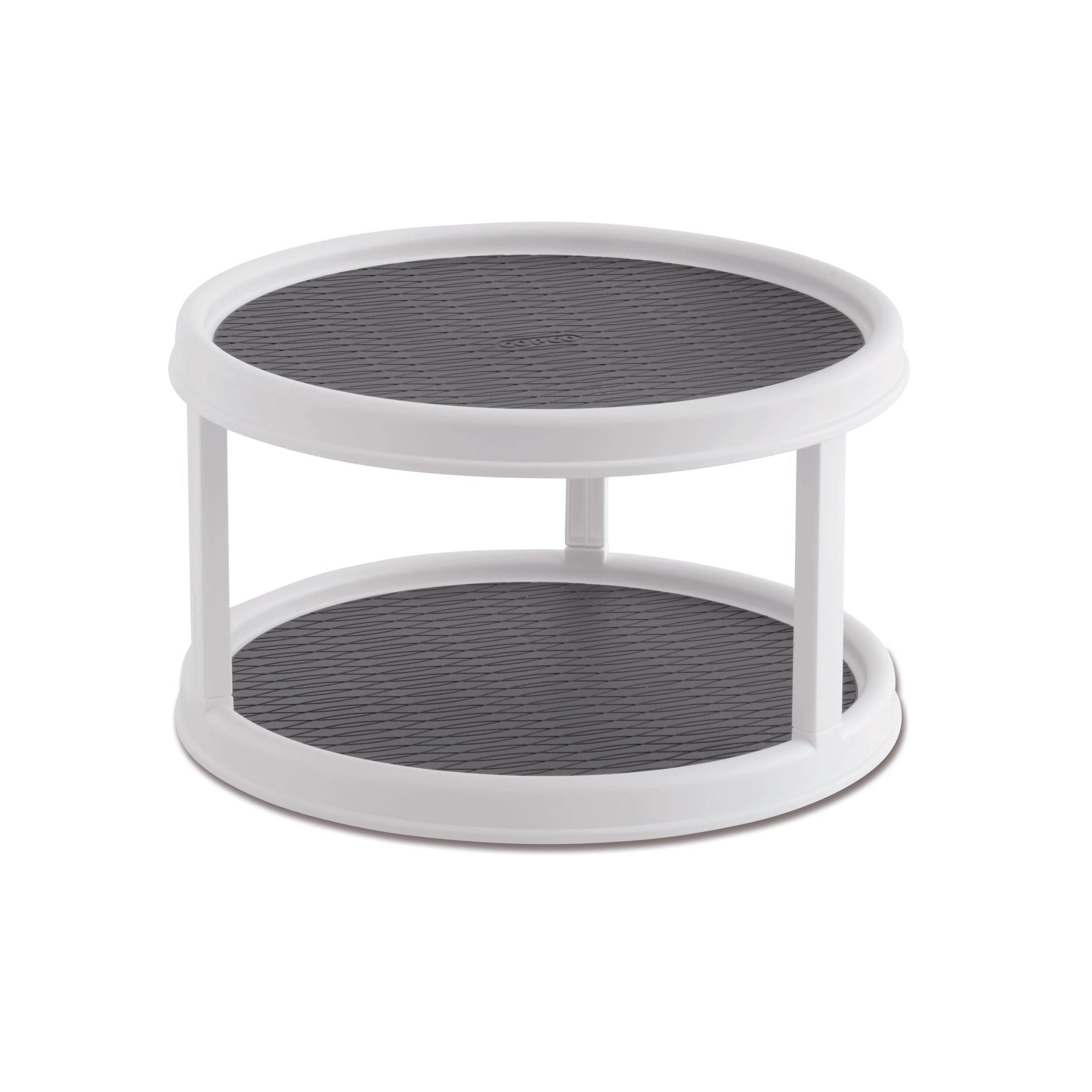 Copco Non-Skid Turntable, 2-Tier, 12-Inch, Durable & Easy Clean, White/Gray