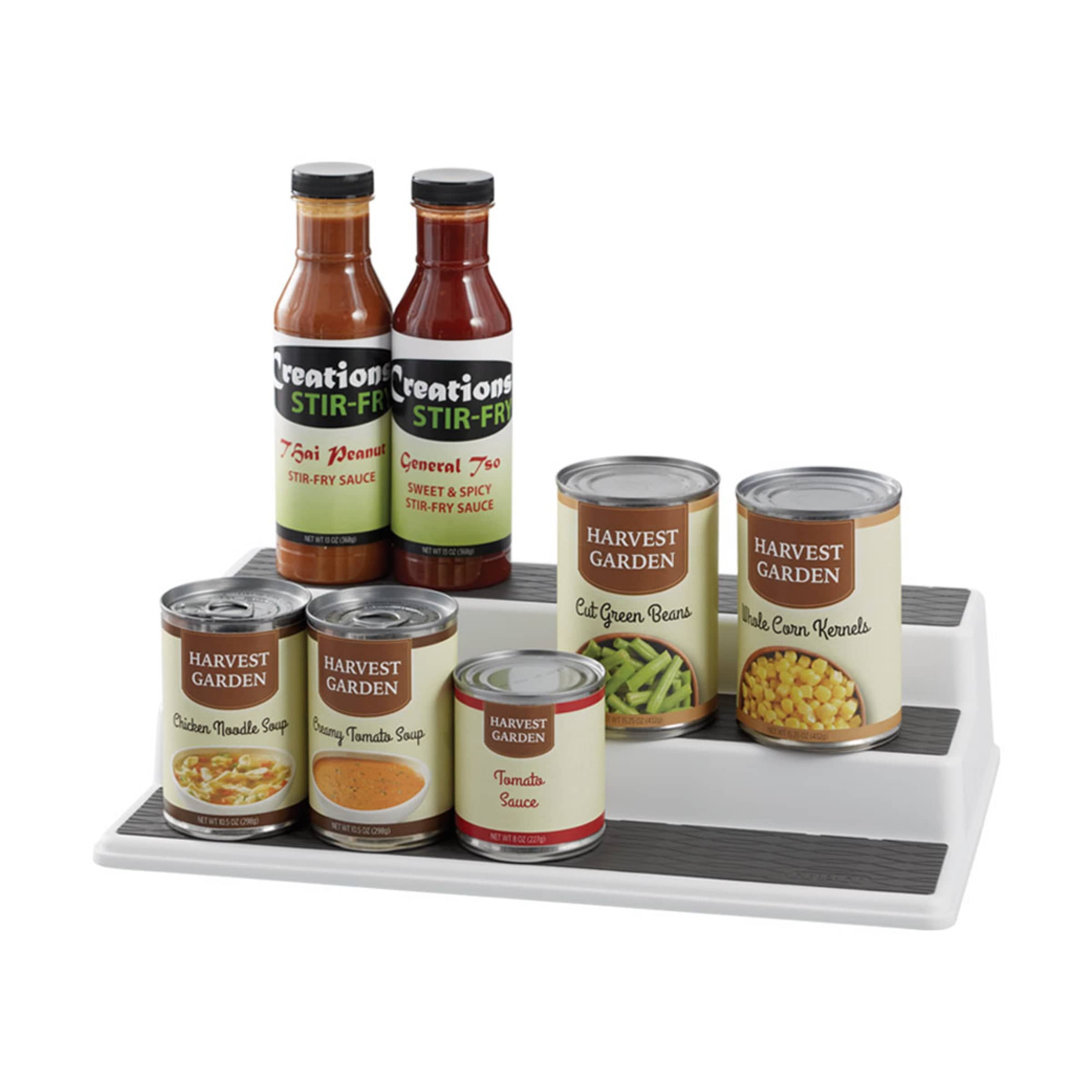 Copco Non-Skid 3-Tier Spice Pantry Kitchen Cabinet Organizer, 10-Inch, Gray