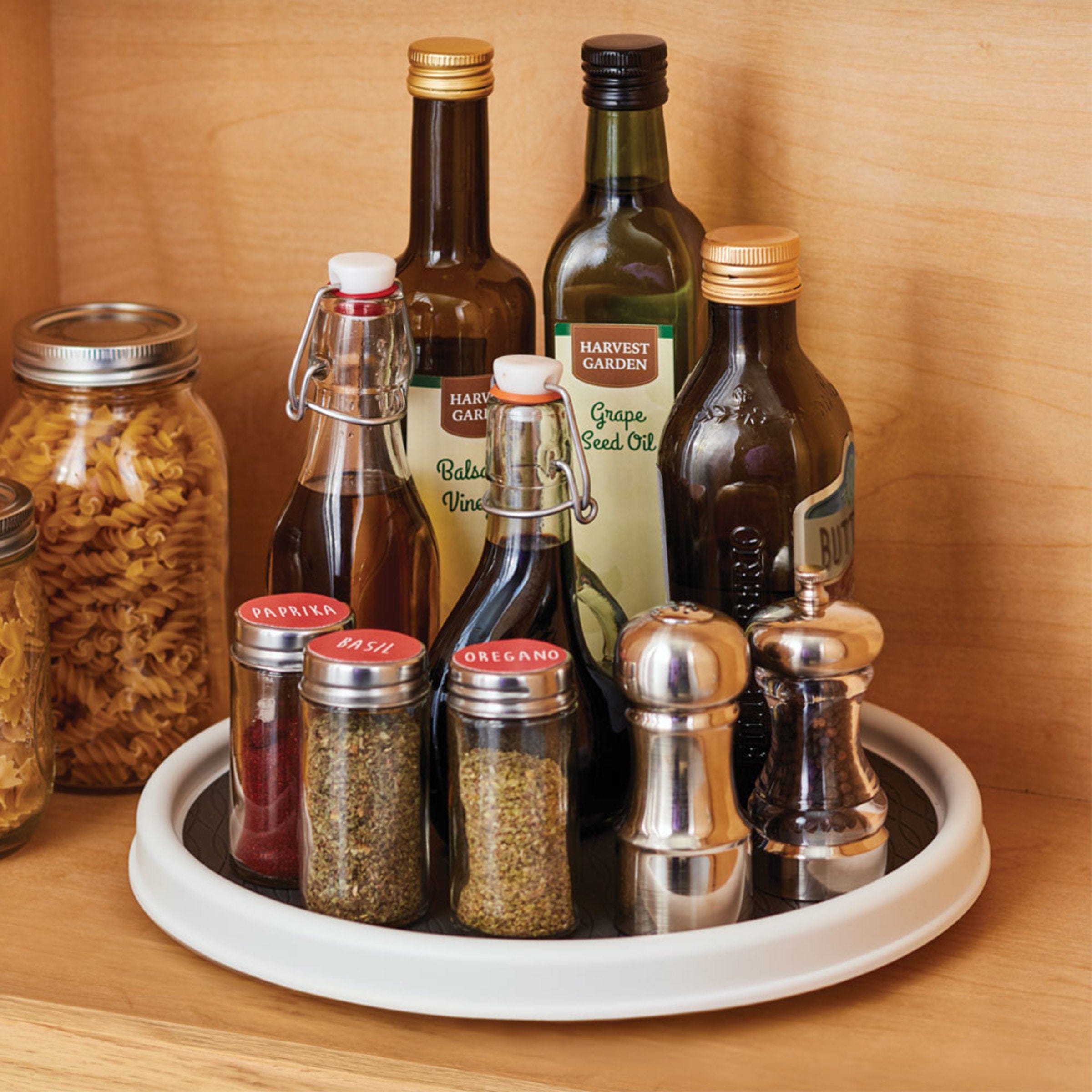 Copco Basics Non-Skid Pantry Cabinet Lazy Susan Turntable, 12-Inch, White/Gray, 1 Count (Pack of 1)