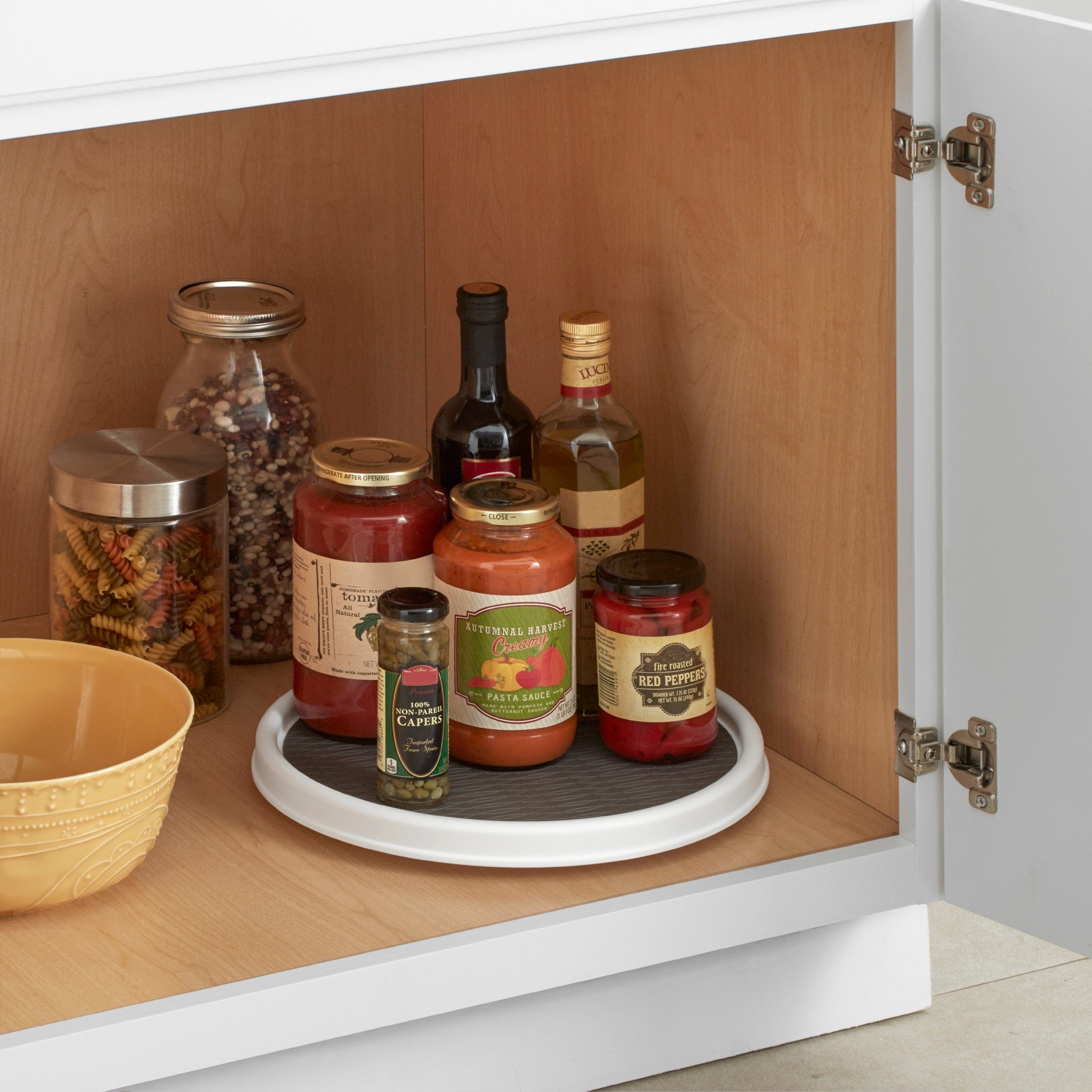 Copco Basics Non-Skid Pantry Cabinet Lazy Susan Turntable, 12-Inch, White/Gray, 1 Count (Pack of 1)