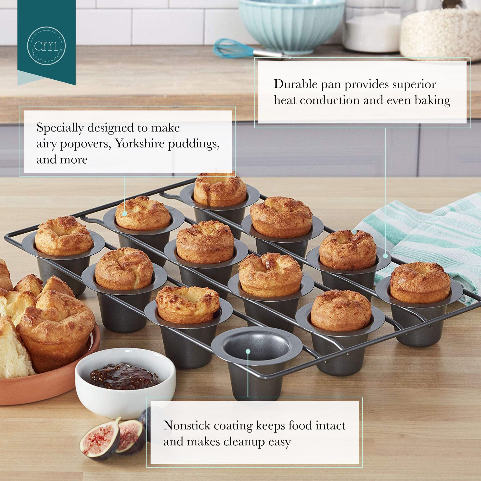 Chicago Metallic Professional 12-Cup Non-Stick Mini-Popover Pan, 16-Inch-by-10.75-Inch