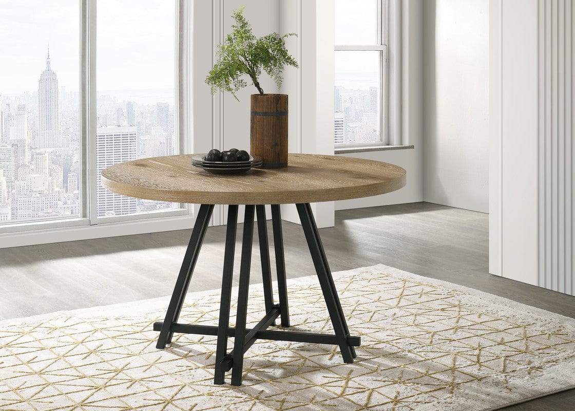 Willow & Hearth Tate Oak Finish 47"W Round Dining Table with Metal Base