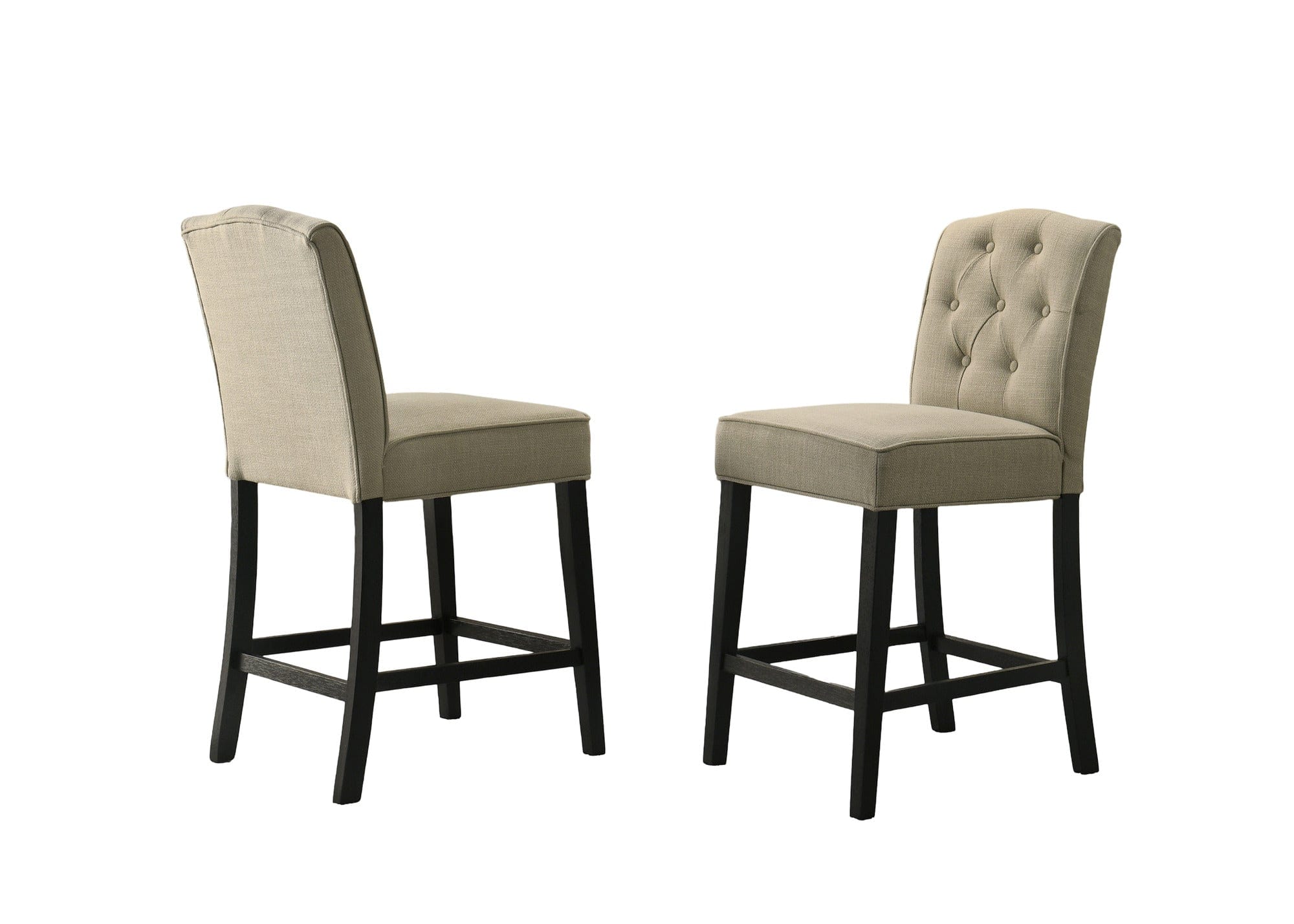 Willow & Hearth Jasper Set of 2 Beige Fabric Counter Height Chairs with Black Finish Legs