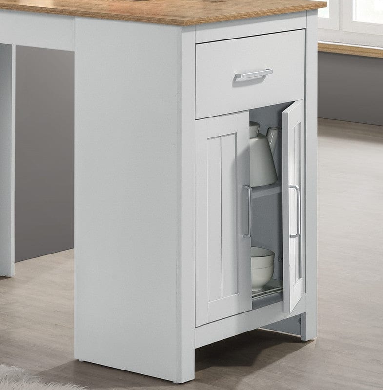 Willow & Hearth Alonzo 47"W Oak and White Small Space Counter Height Dining Table with Cabinet and Drawer Storage