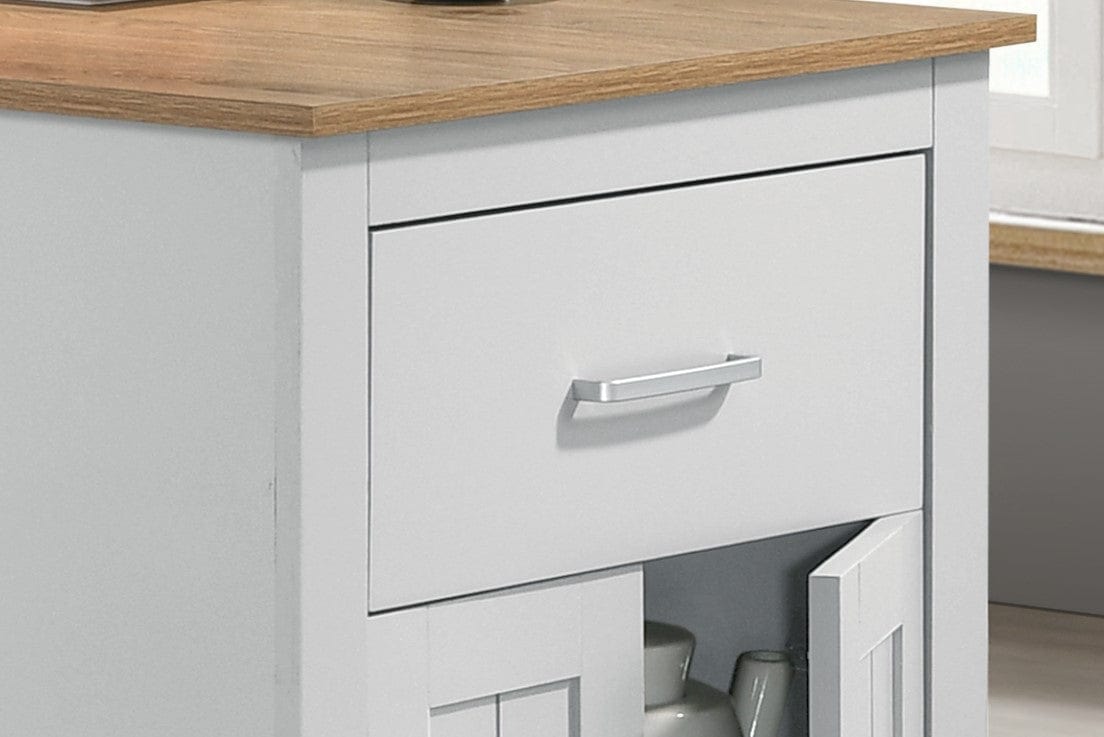 Willow & Hearth Alonzo 47"W Oak and White Small Space Counter Height Dining Table with Cabinet and Drawer Storage