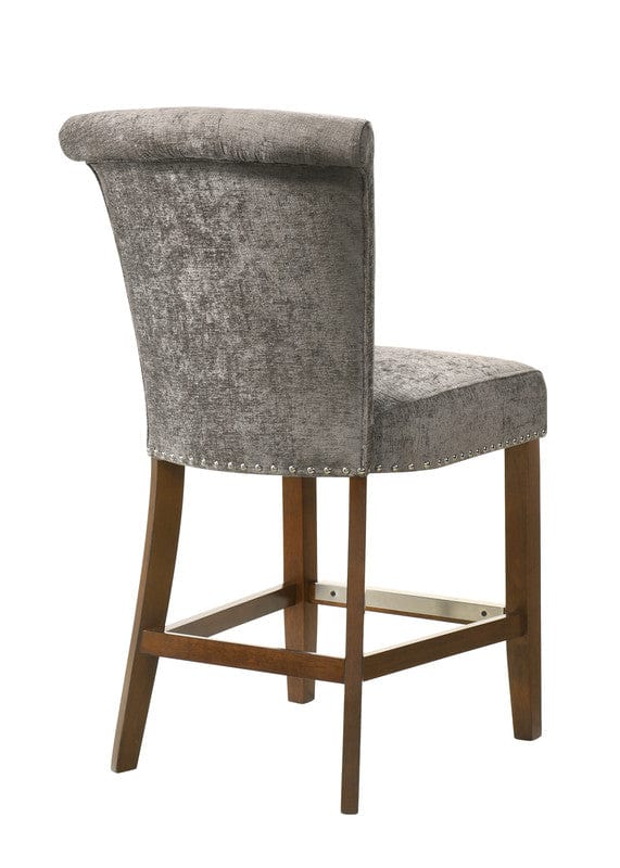 Willow & Hearth Auggie 20.5"W Gray Fabric Counter Height Chair with Nailhead Trim