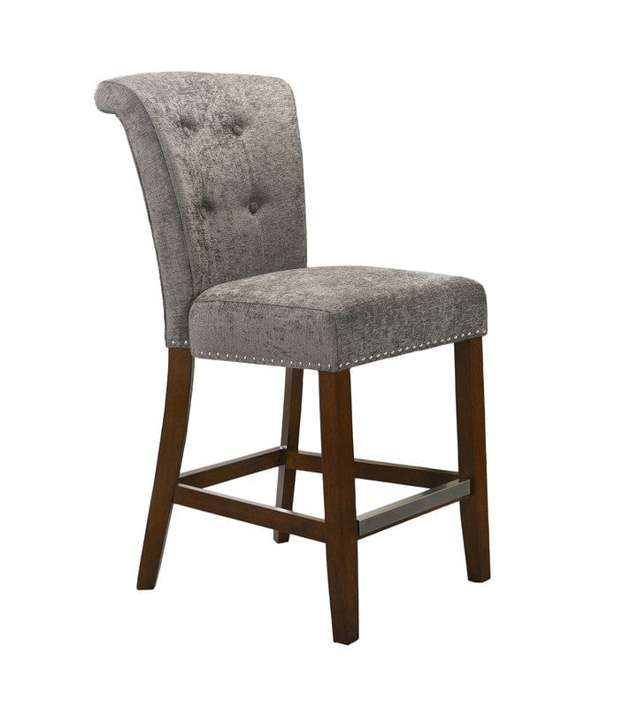 Willow & Hearth Auggie 20.5"W Gray Fabric Counter Height Chair with Nailhead Trim