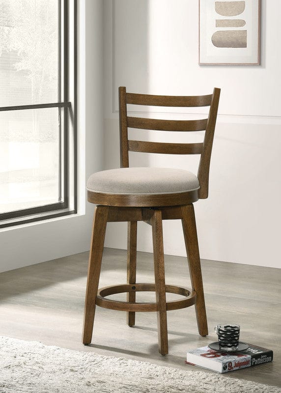 Willow & Hearth Joplin 20.5"W Walnut Ladder Back Counter Height Swivel Chair with Upholstered Seat