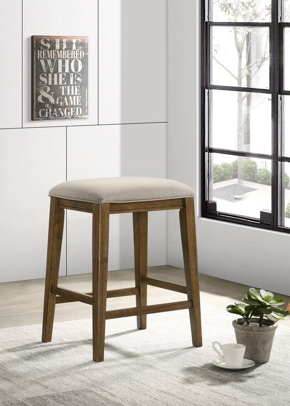 Willow & Hearth Sasha 17"W Walnut Counter Height Stool with Upholstered Seat